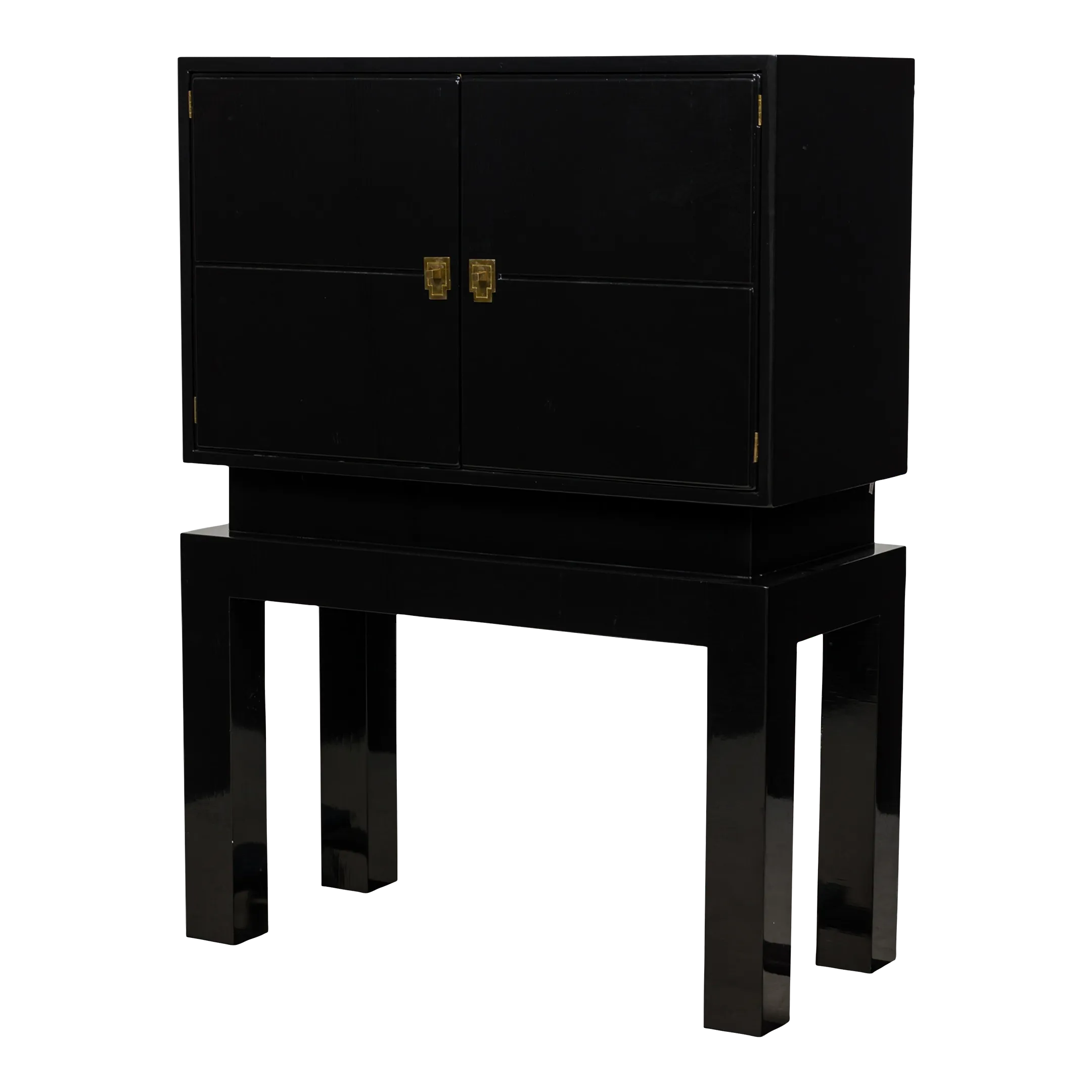 Tommi Parzinger Mid-Century American Modern Black Lacquered Bar Cabinet ...