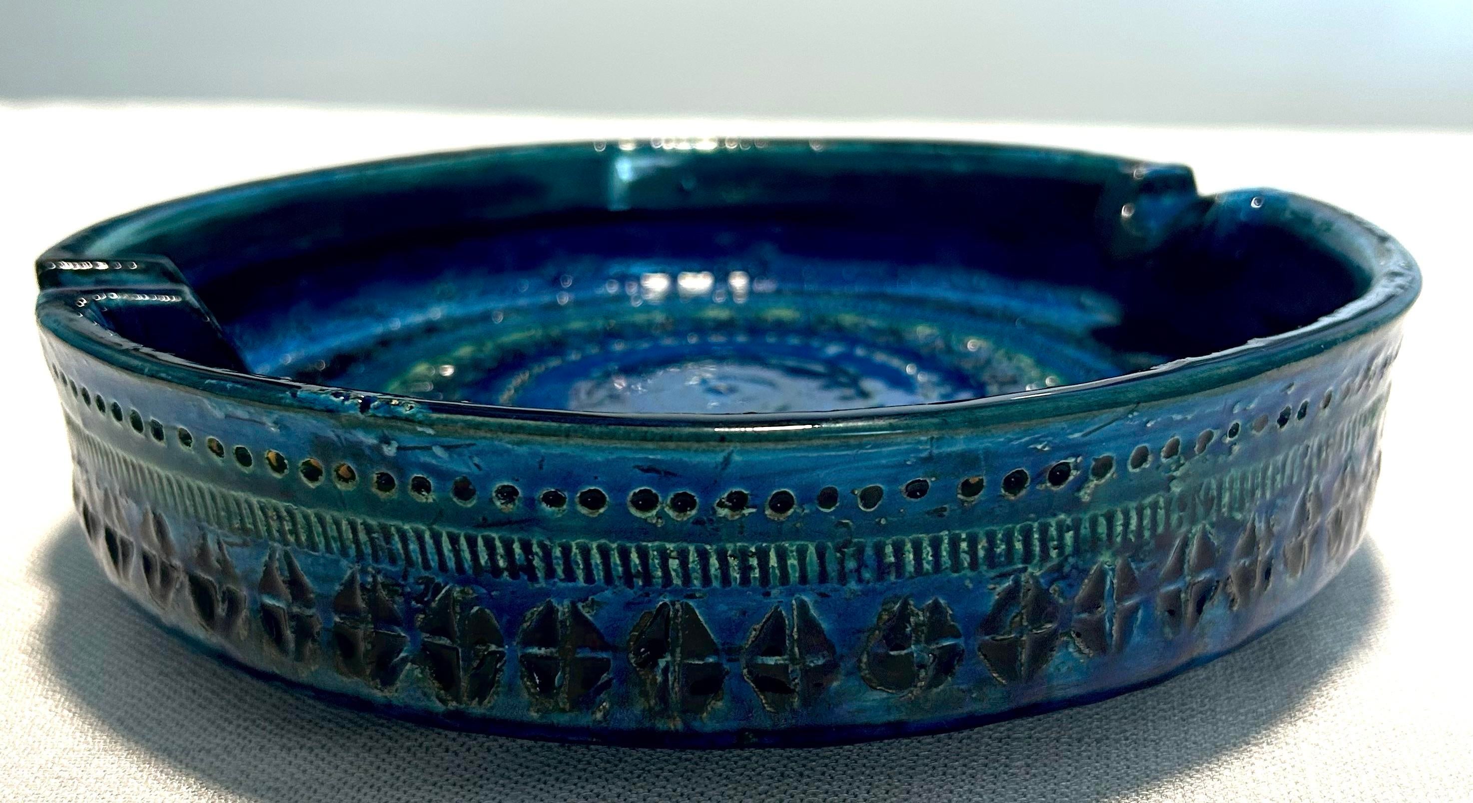 20thC MCM Italian Aldo Londi for Bitossi Rimini Blue Large Ceramic