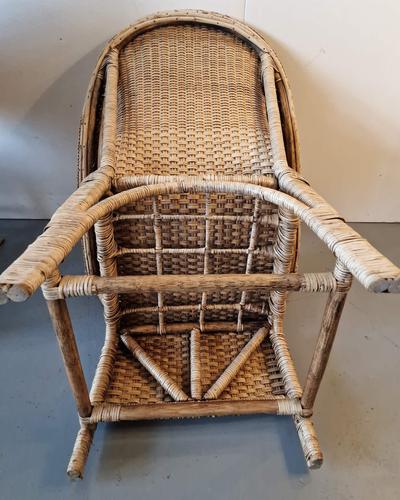 Vintage Burmese Woven Rattan Lounge Chairs, Set of 2