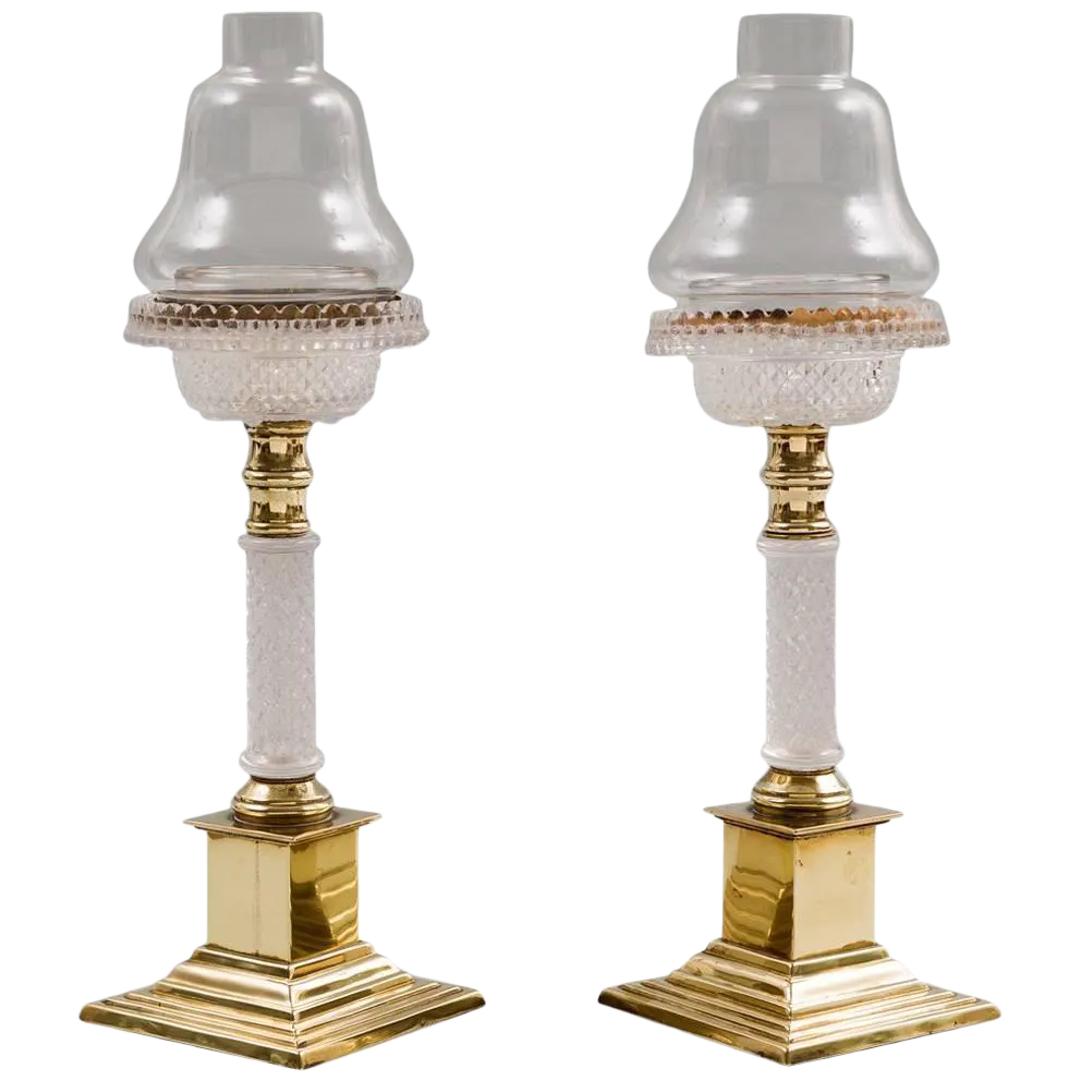Antique Glass and Brass Cricklites - a Pair