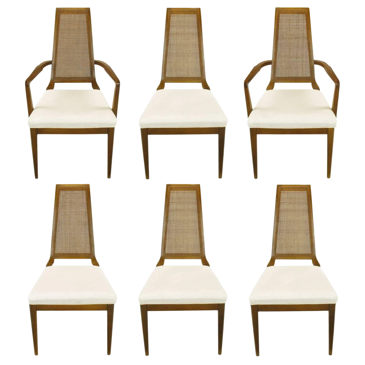 Sleek, Circa 1950s Modern Walnut and Cane Dining Chairs Chairish