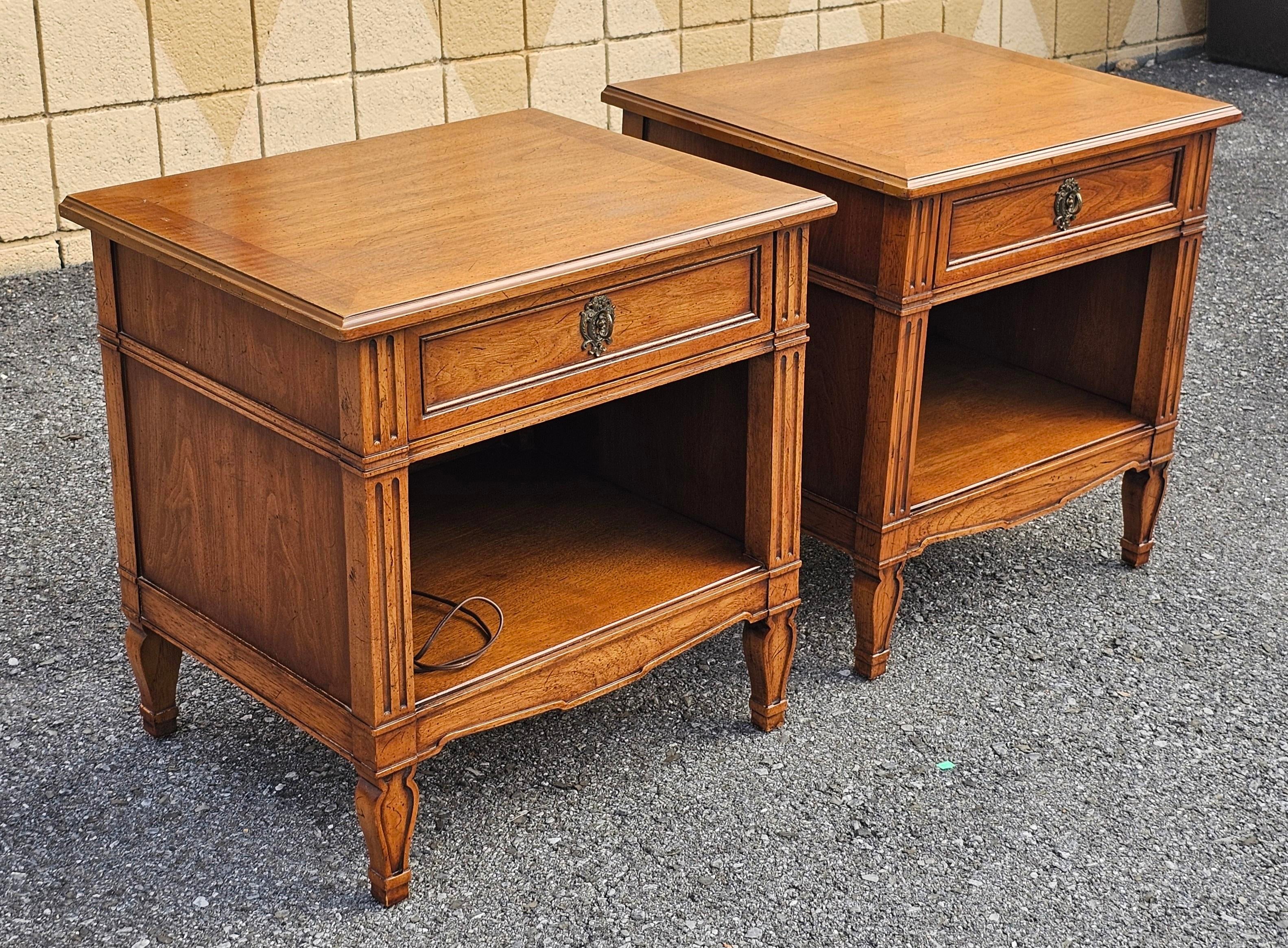 Pair of Mid-Century Henredon Folio One Walnut Single Drawer Tiered