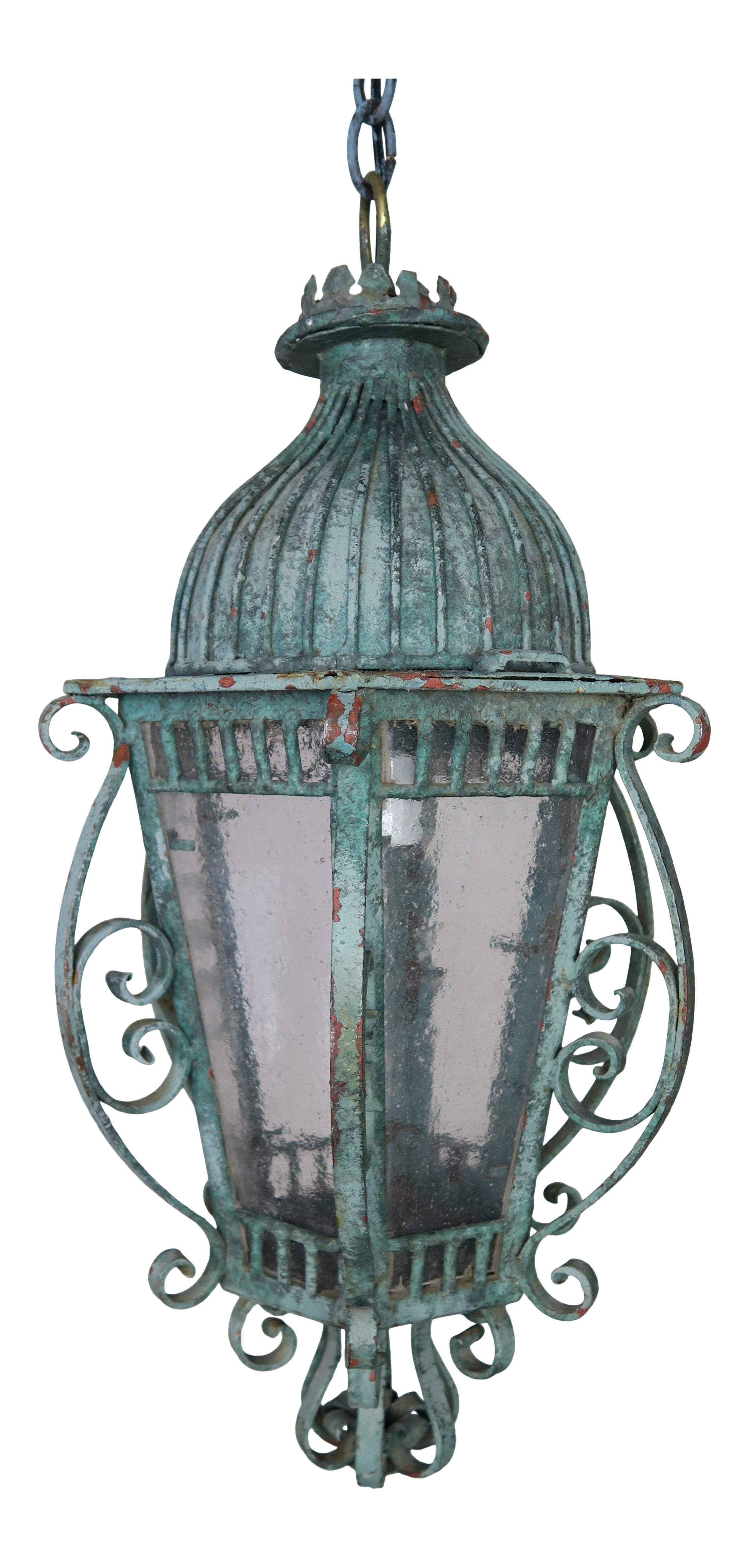 Painted French Wrought Iron Lantern W Domed Shaped Top C 1930 S Chairish