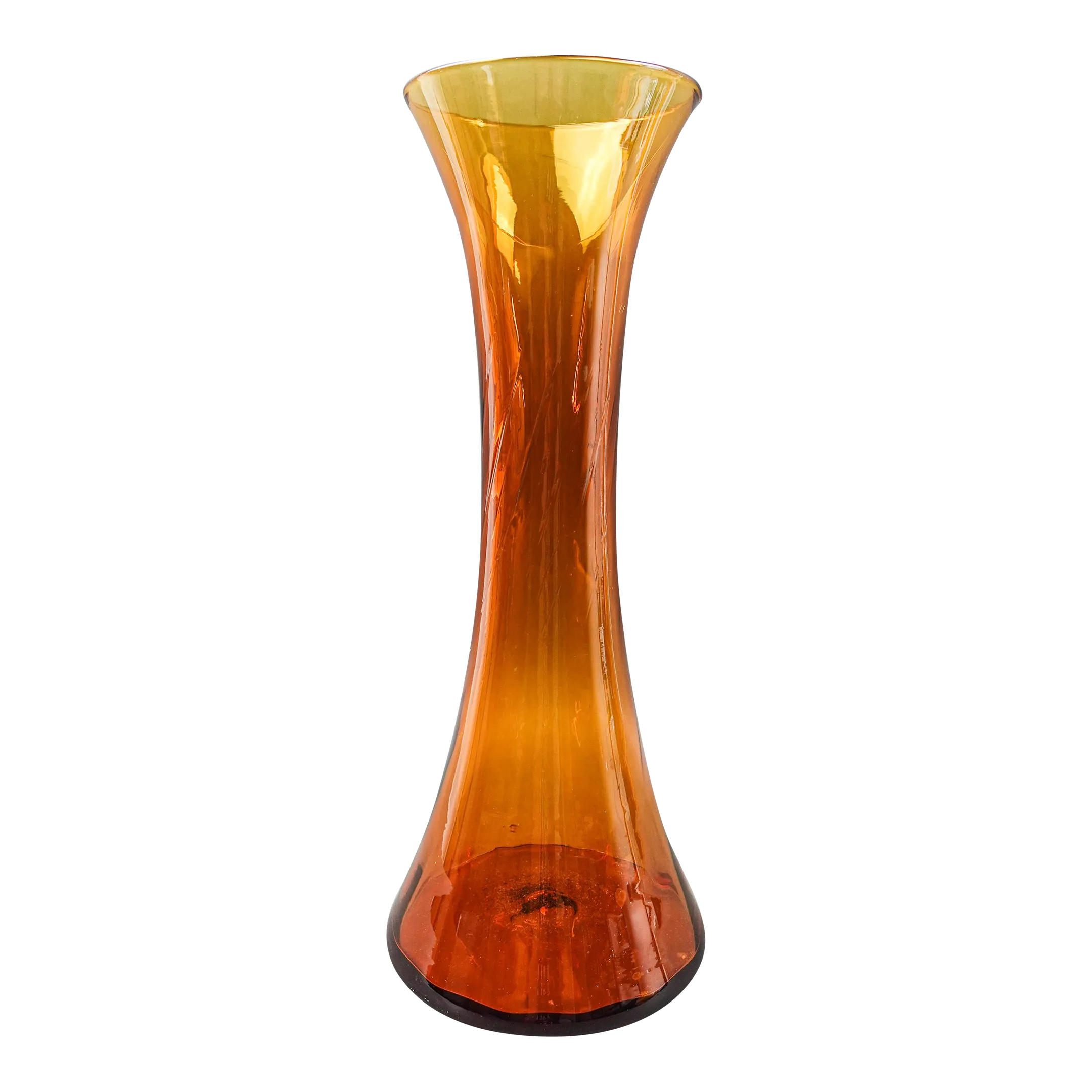Blenko Vintage MidCentury Modern Orange Swirl Art Glass Vase Chairish