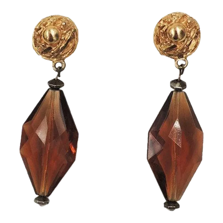 Vintage 1960s Napier Faux-Topaz Drop Clip Earrings Pieces