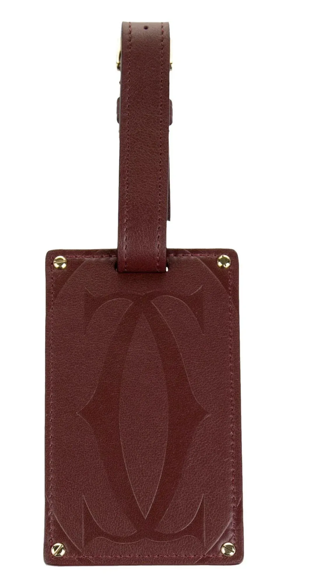 Cartier Paris Burgundy Calfskin Leather Luggage Tag