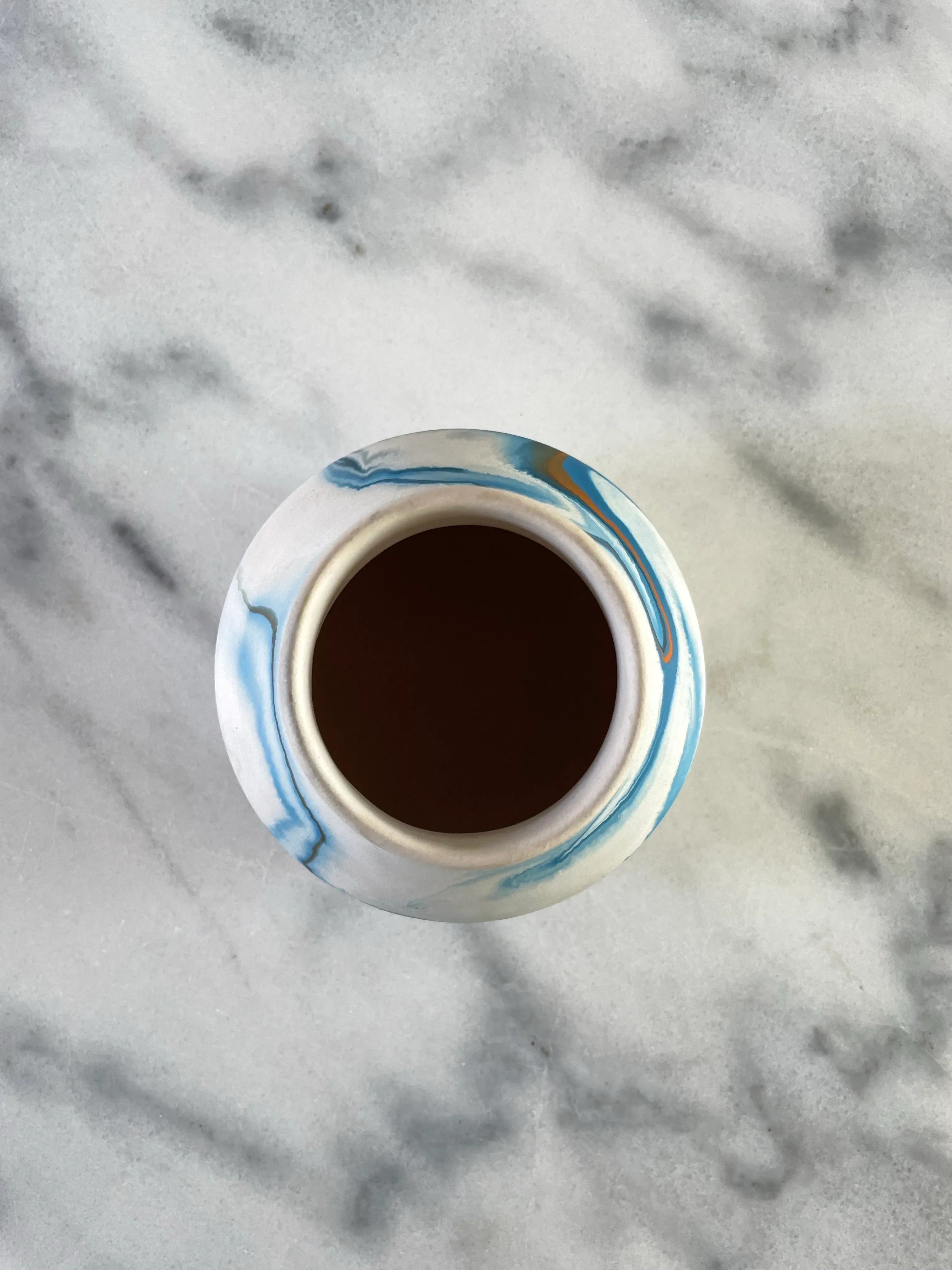 Vintage Nemadji Blue Swirl Ceramic Pot