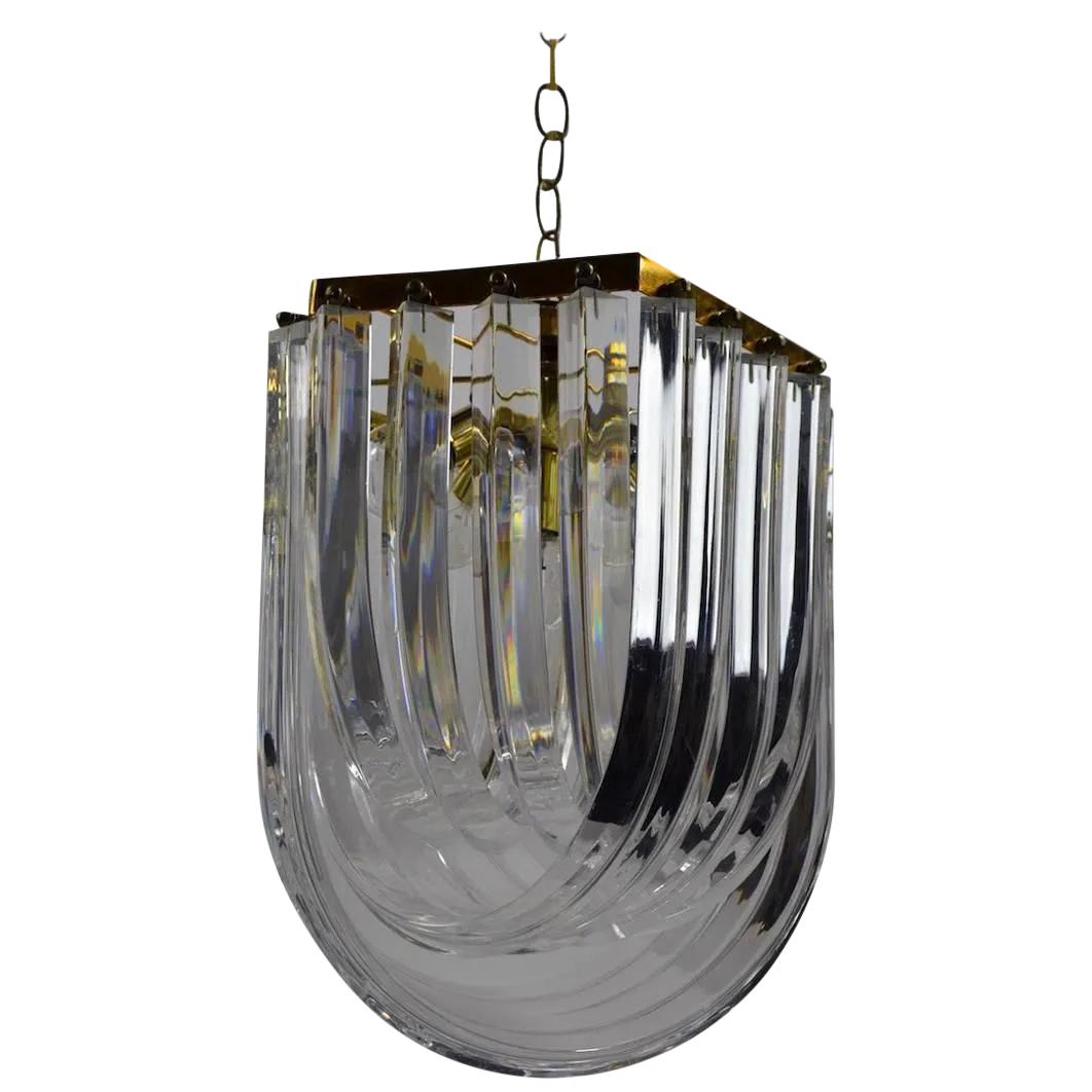 Brass and Lucite Swag Chandelier Chairish