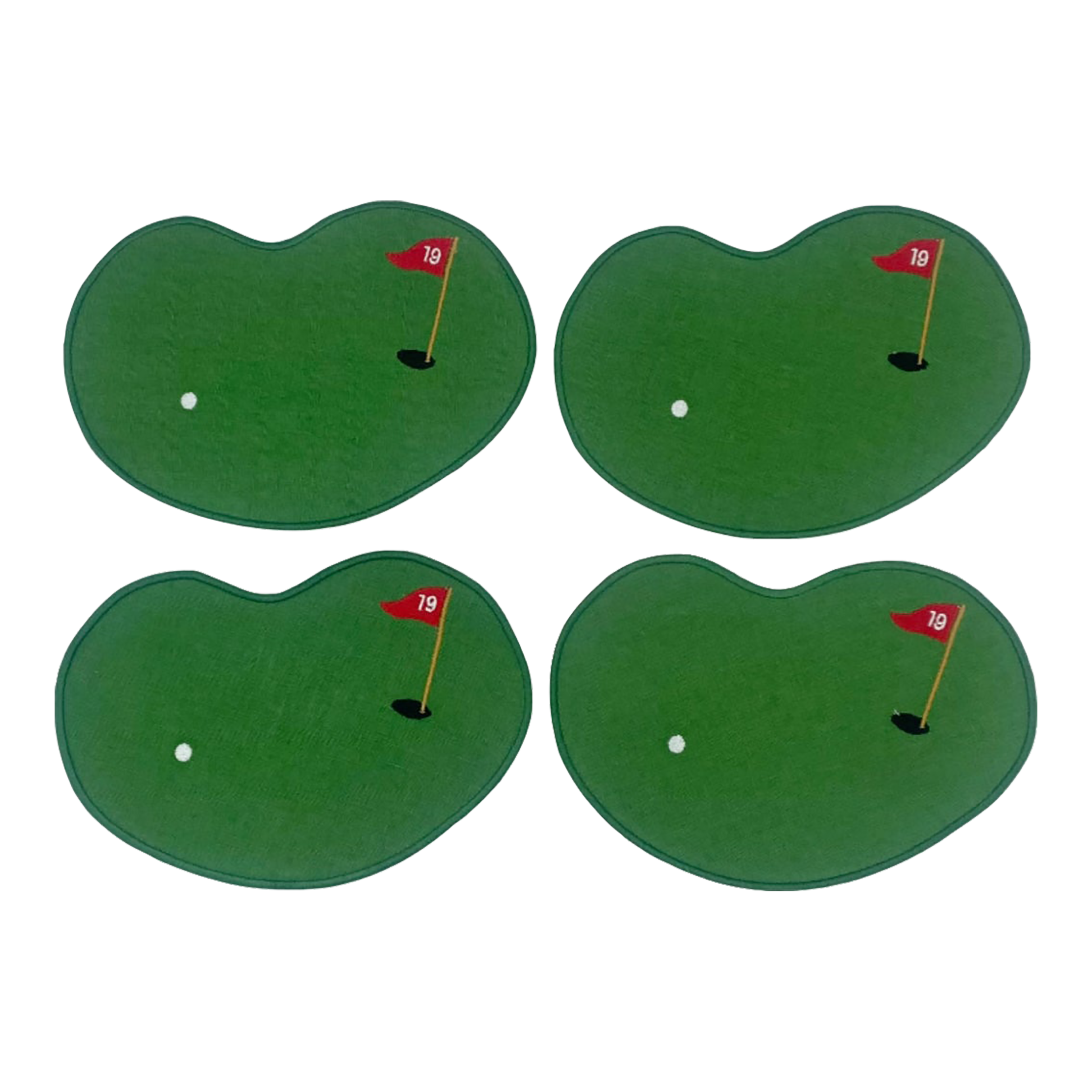 19th Hole Putting Green Linen Cocktail Golf Napkins - Set of 4