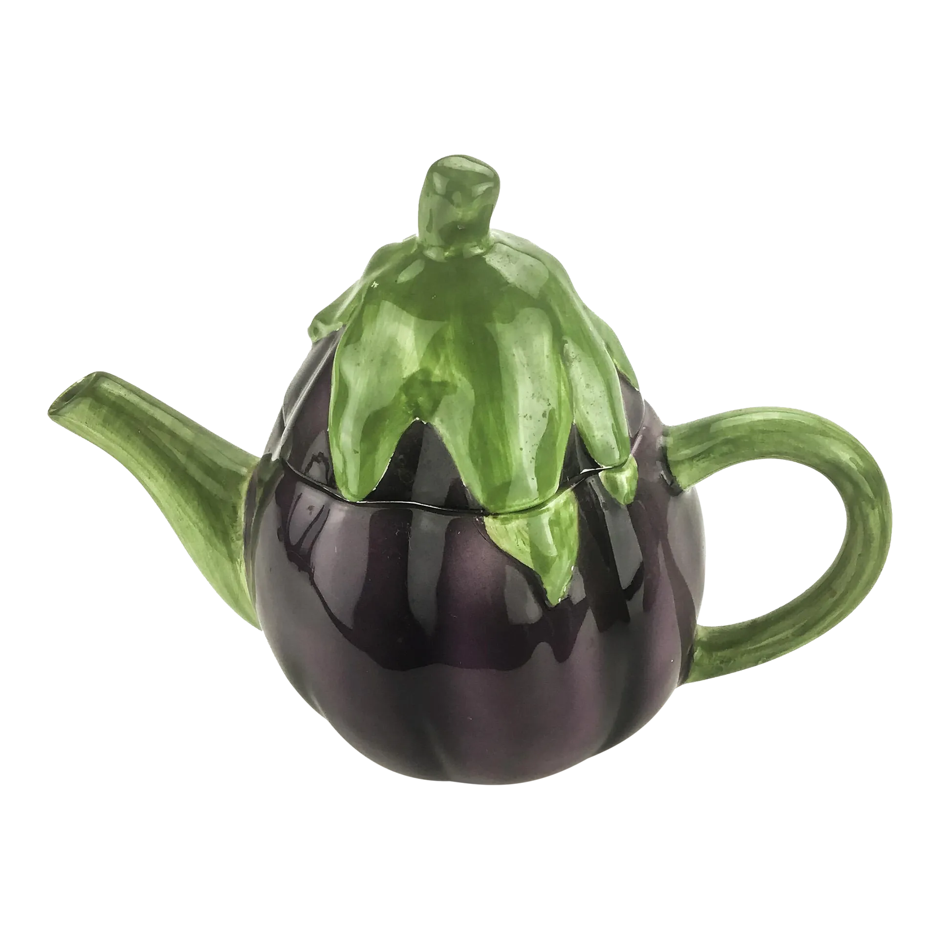 Vintage Ceramic Eggplant Shaped Tea Pot