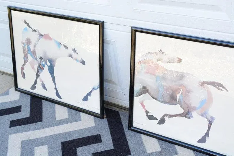 水墨画　Carol Grigg キャロルグリッグ　PAINTED　PONY　額縁 水墨画 Carol Grigg キャロルグリッグ PAINTED PONY 額縁 Carol Grigg