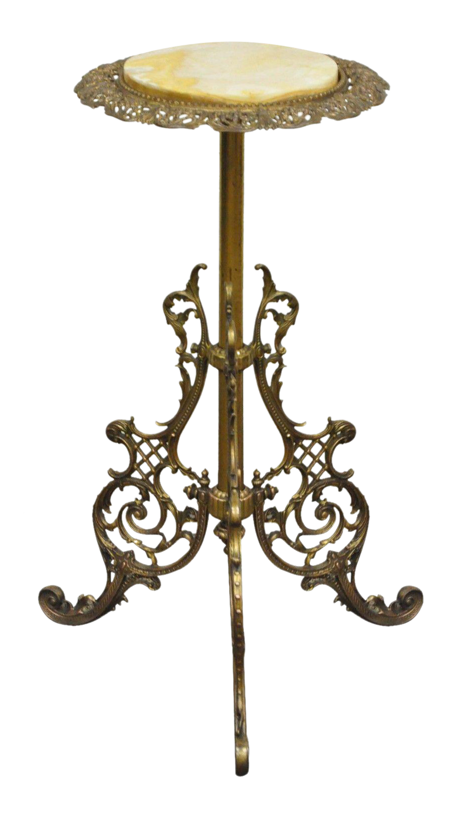 Antique Victorian Figural Cherubs Brass Bronze Marble Pedestal Plant