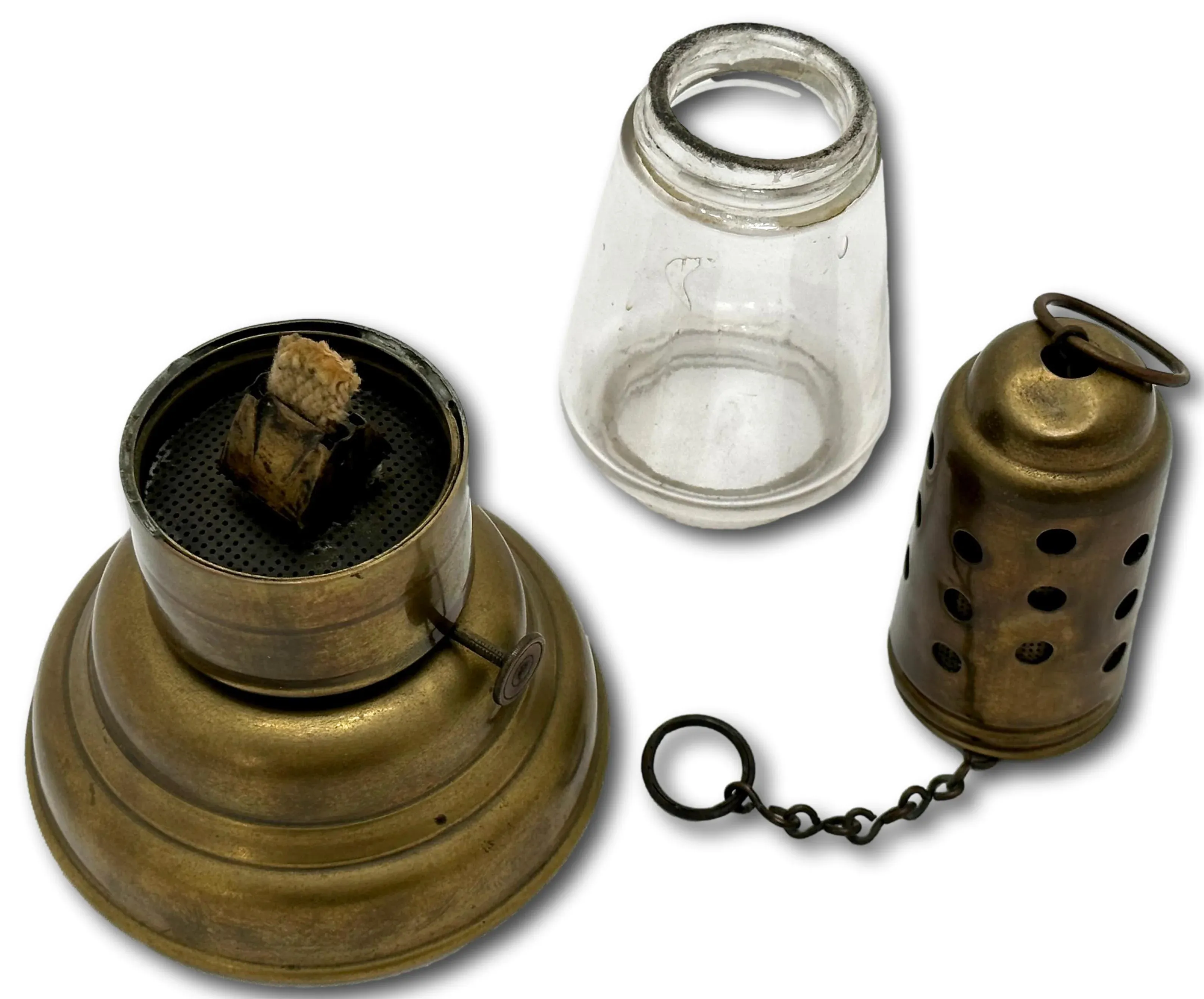 Authentic Antique American Brass & Glass Night Time Ice Skaters