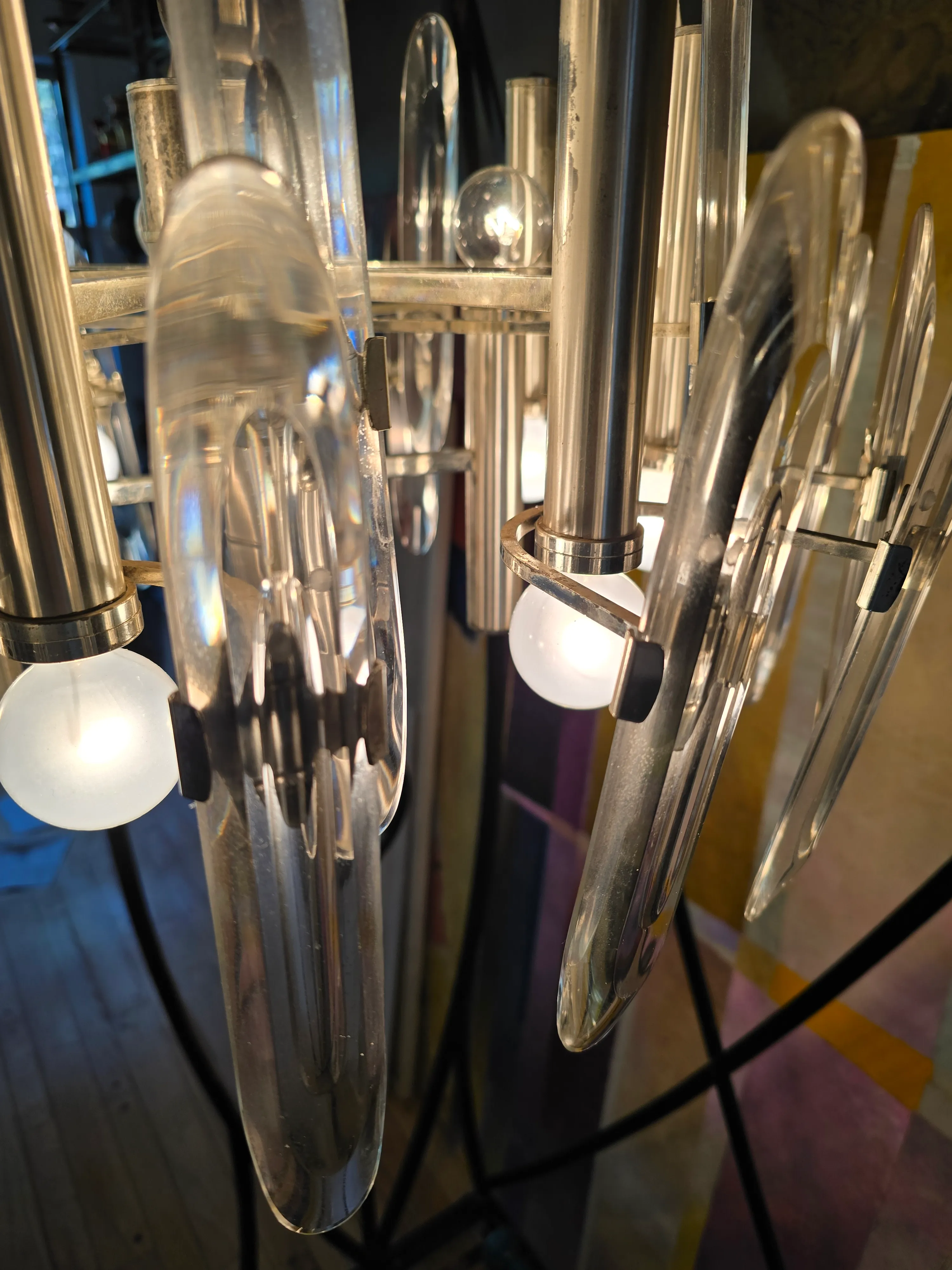 Vintage Mid Century Modern Designer Gaetano Sciolari Style Chandelier