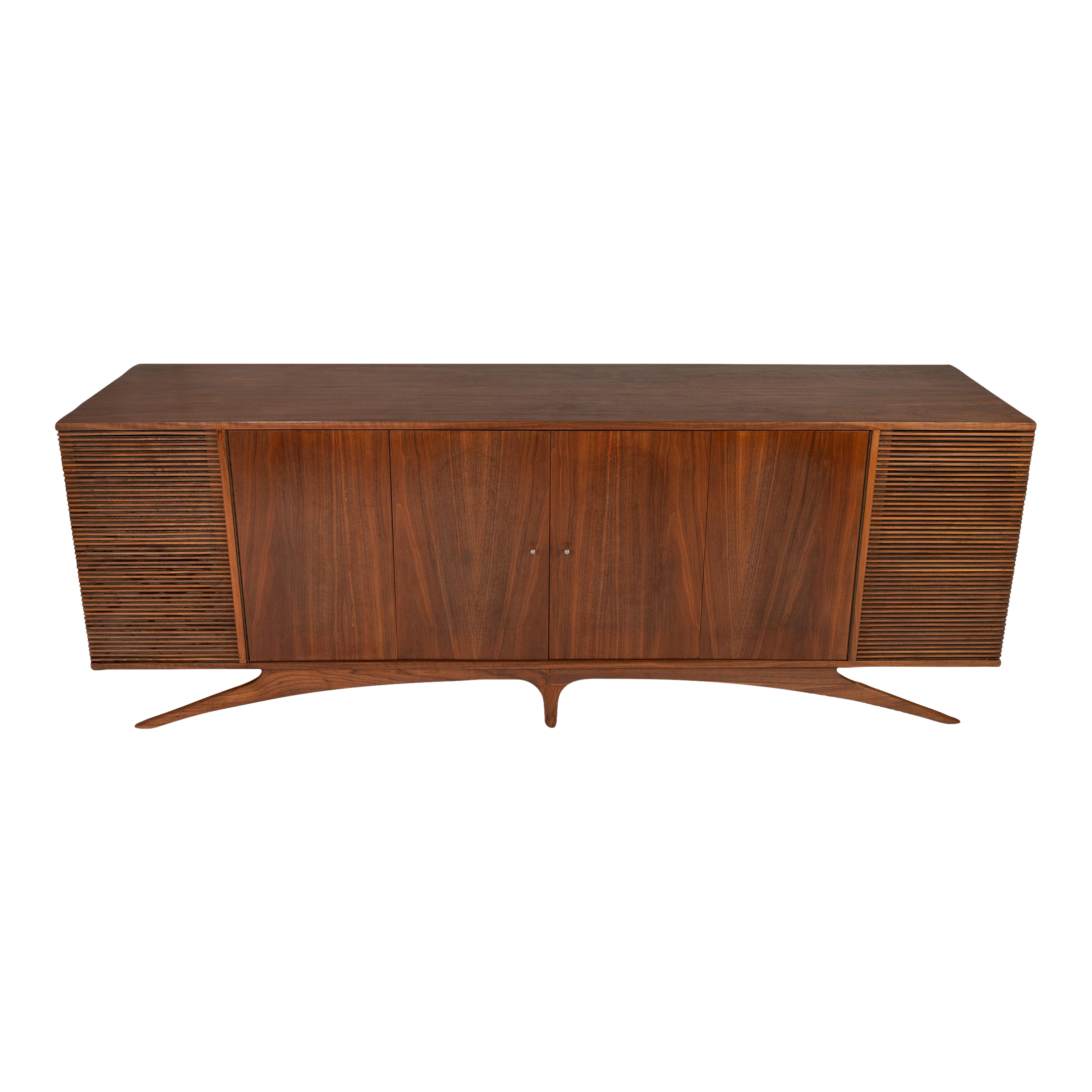 Circa 1960s MidCentury Modern Walnut Sculptural Credenza/Stereo