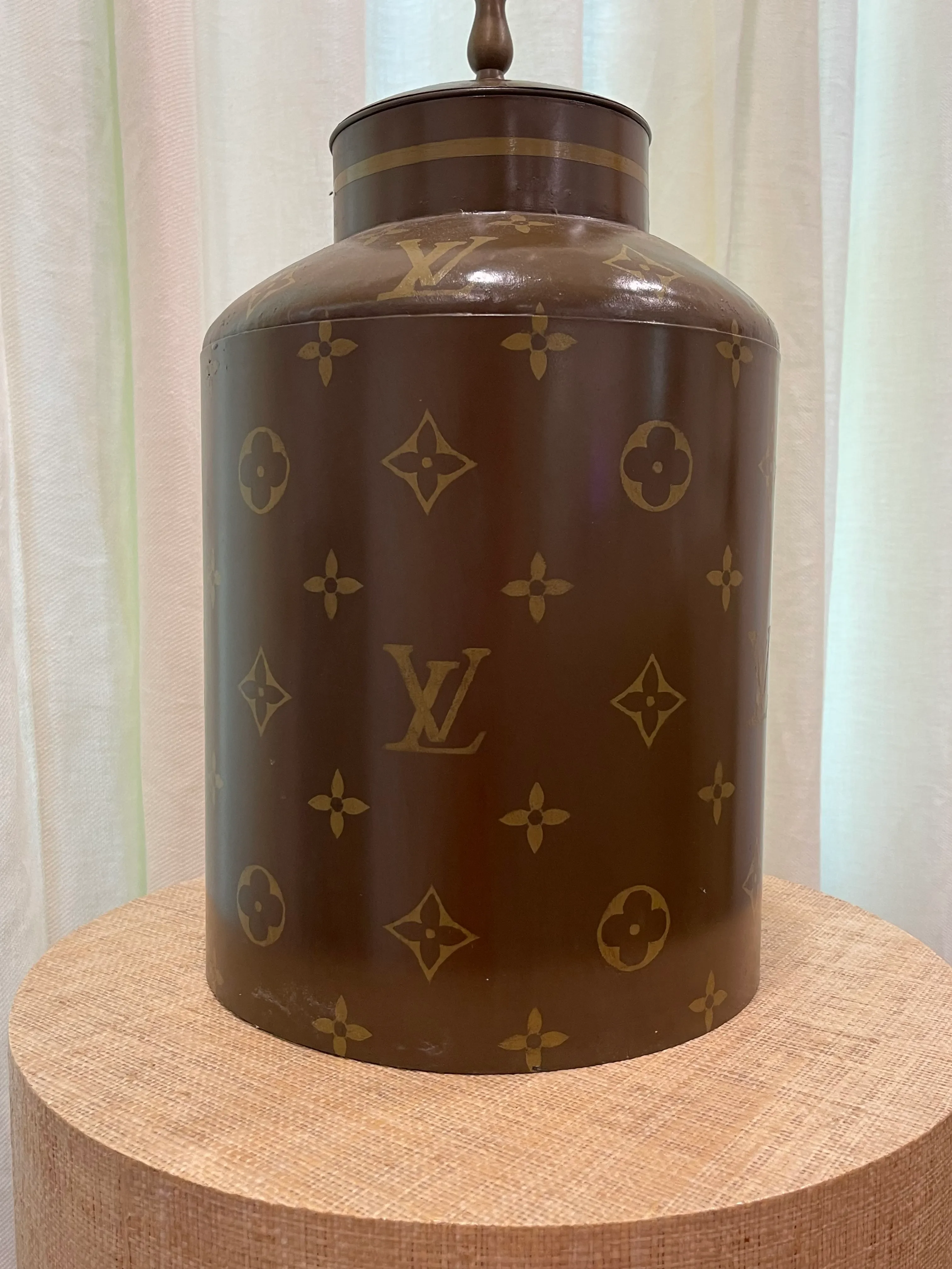 Louis Vuitton Hand Painted Tole Lamp and Shade