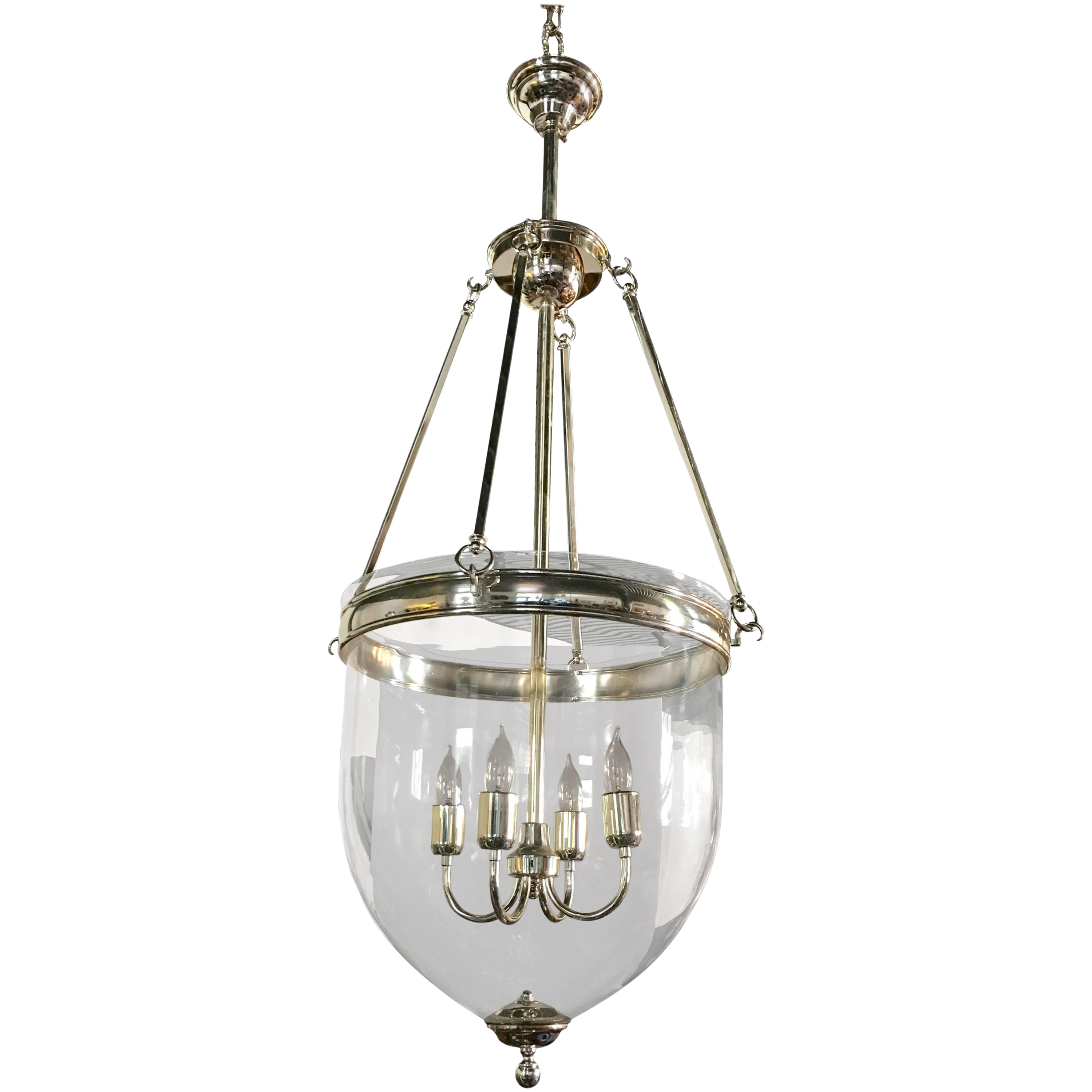 Large Glass And Chrome Bell Jar Lantern