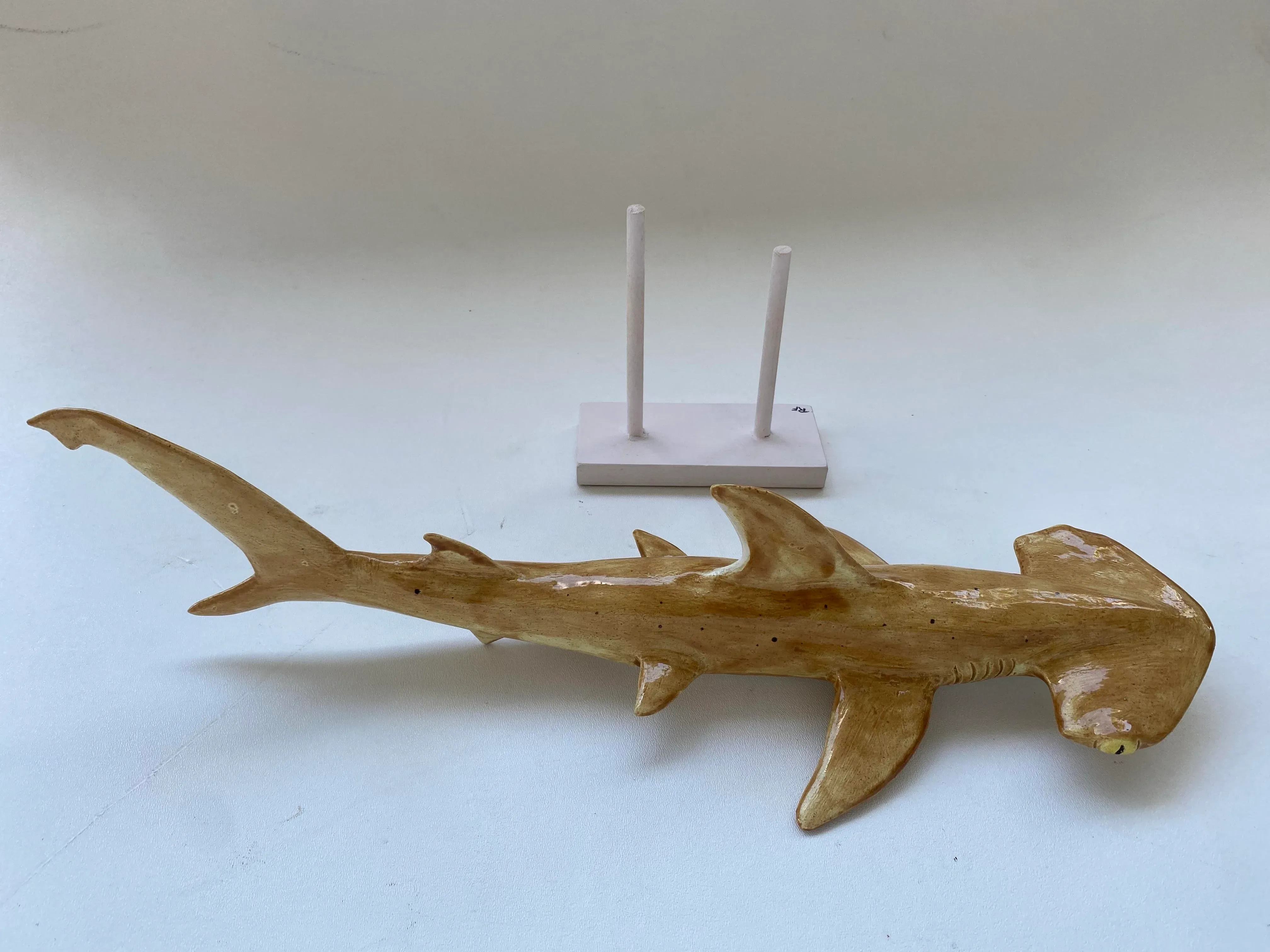 Handmade Sculptural Glazed Ceramic Hammerhead Shark | Chairish