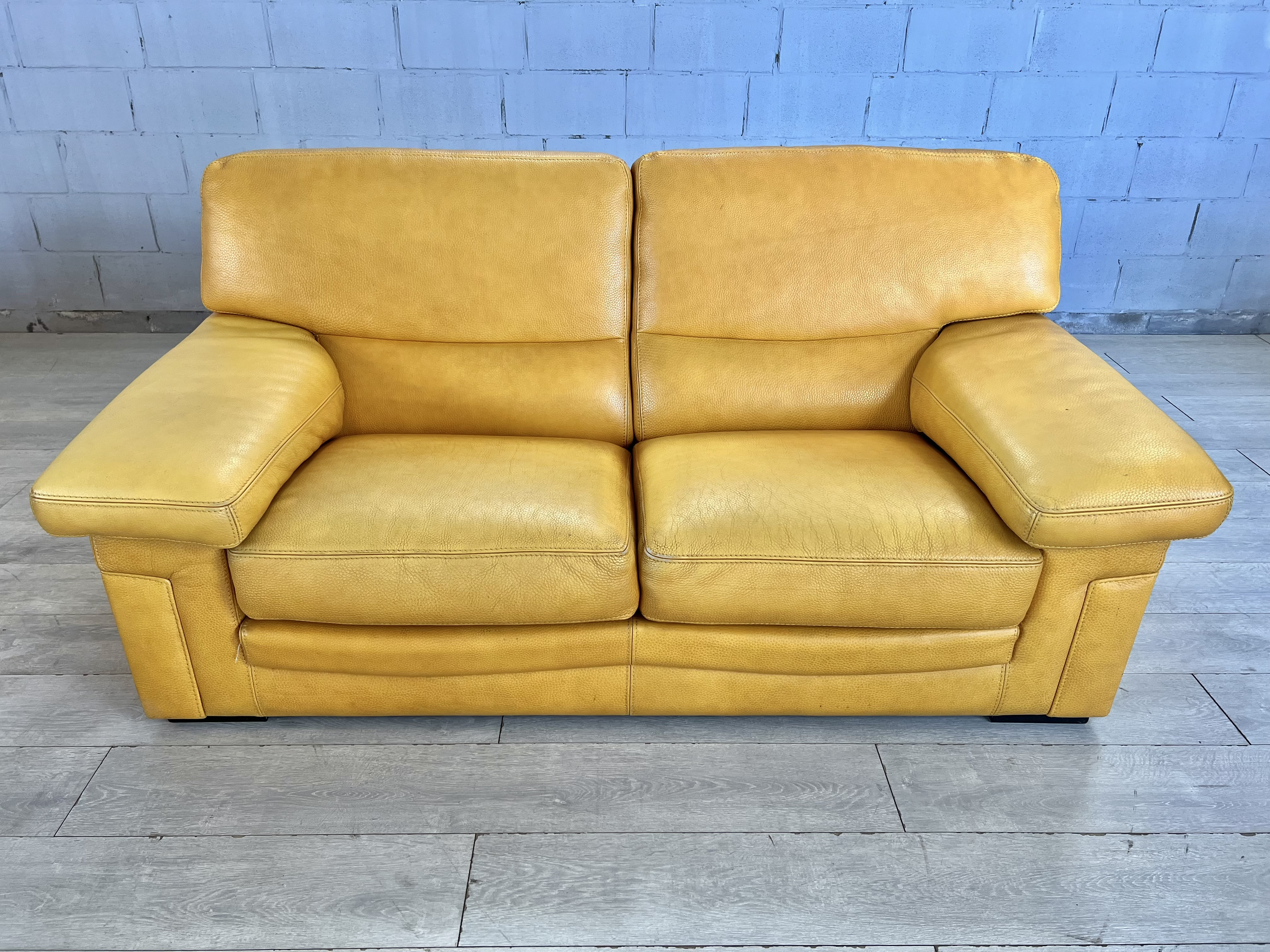 Modern Yellow Leather Sofa Lounger