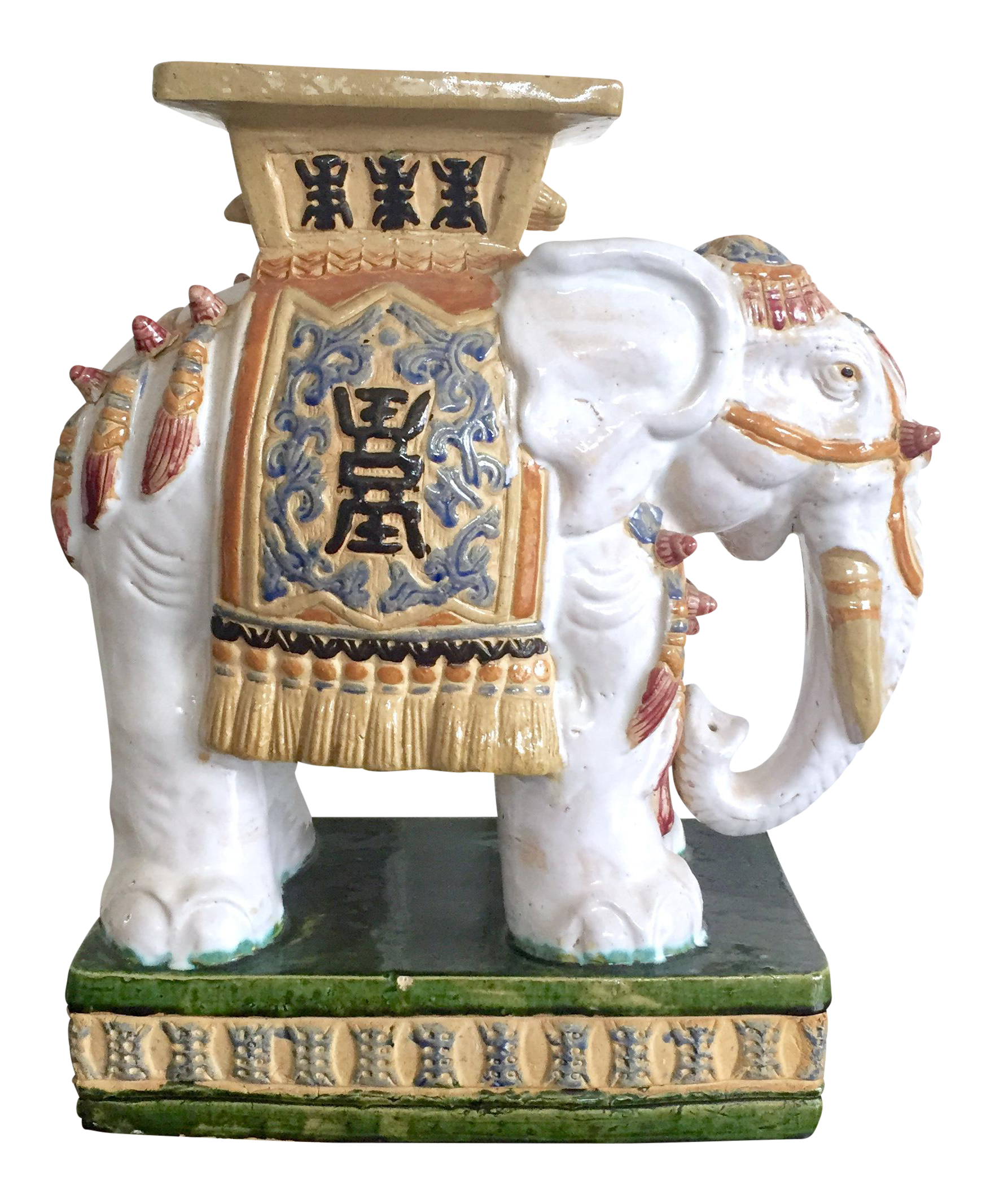Vintage Colorful Ceramic Elephant Garden Stool Chairish