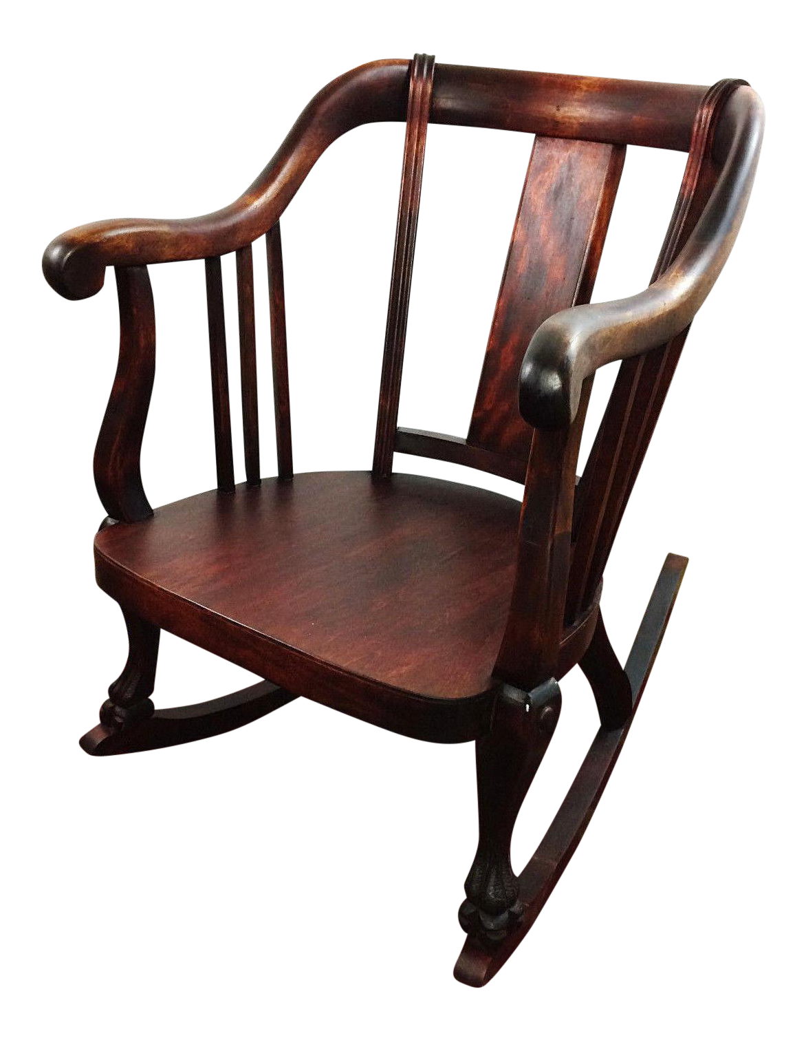 Antique Empire Barrel Back Claw Foot Mahogany Rocking Chair Chairish