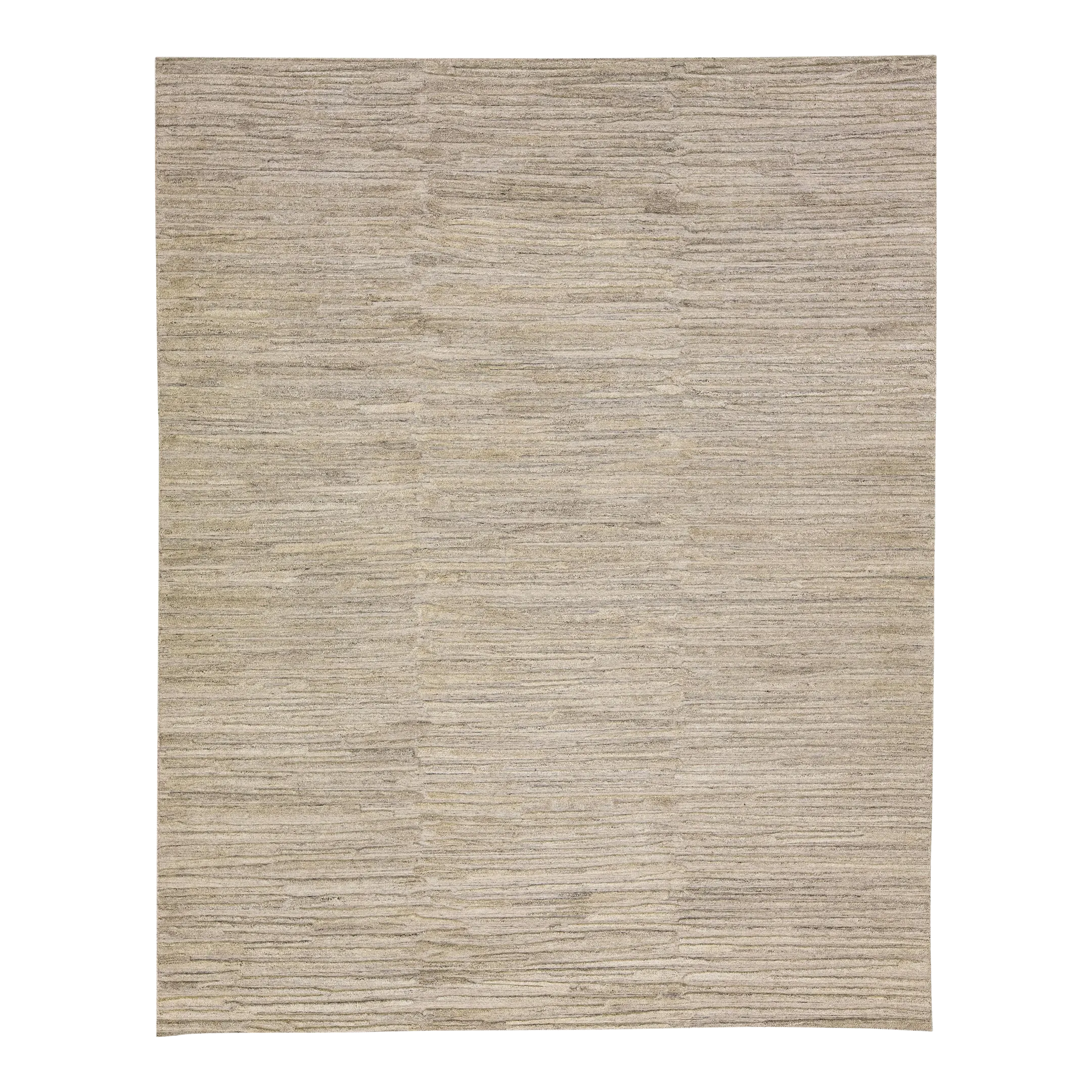 Contemporary Texture Natural Beige Handmade Wool & Viscose Rug