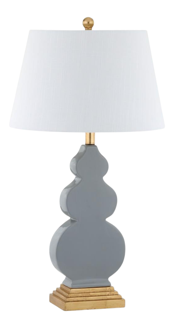 29" Ceramic & Resin LED Table Lamp, Grey & Gold Chairish