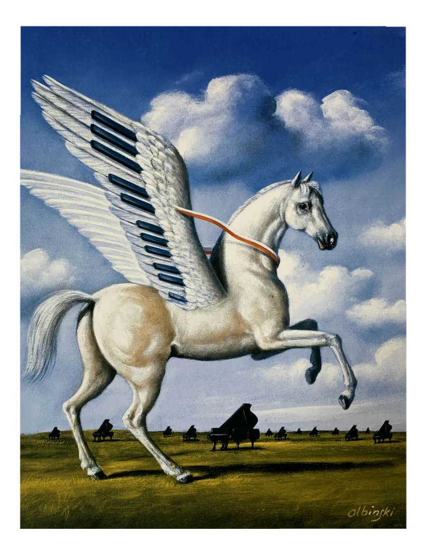 Rafal Olbinski, White Horse, Giclee Print Chairish