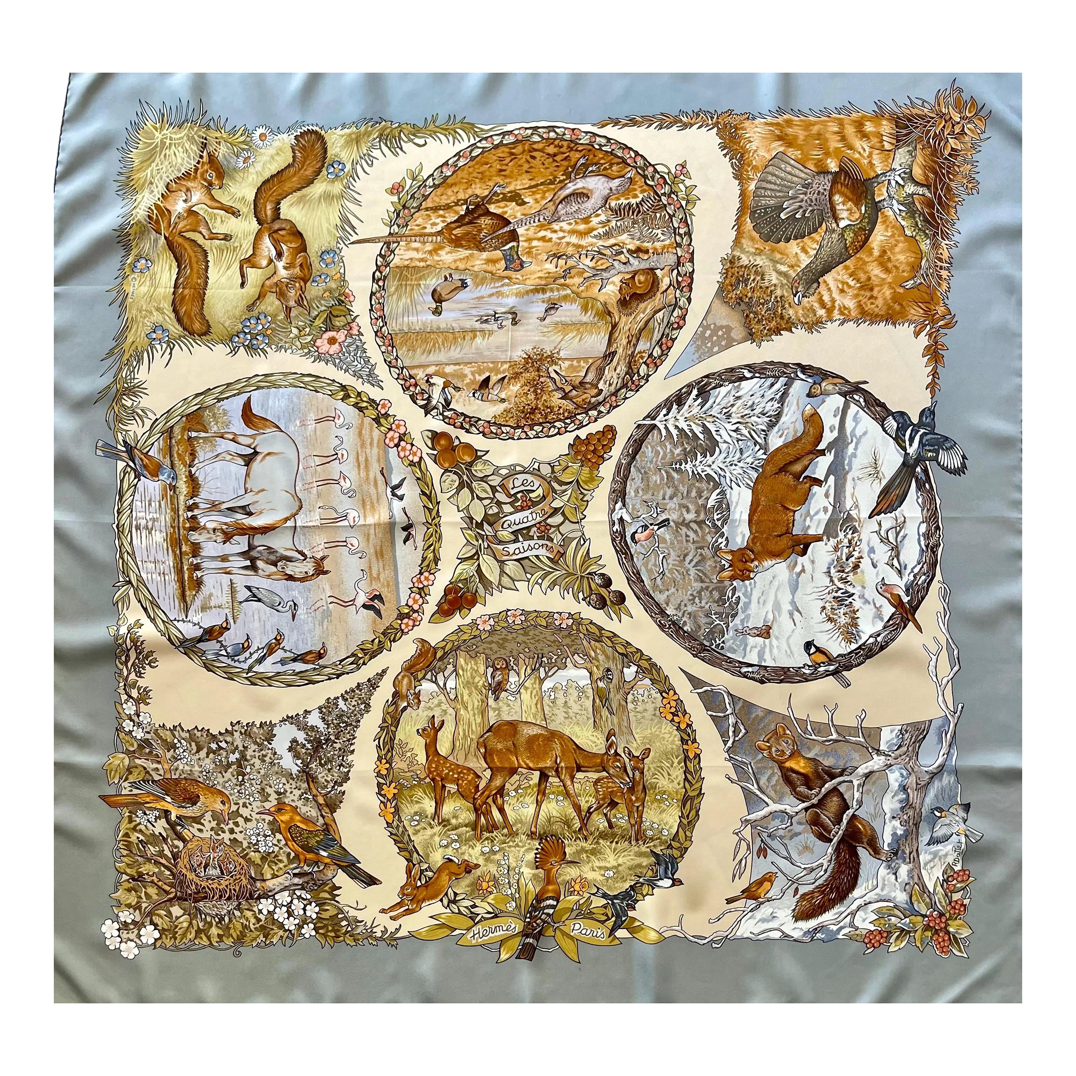 Hermès « Les Quatre Saisons » Silk Scarf 1994 | Chairish