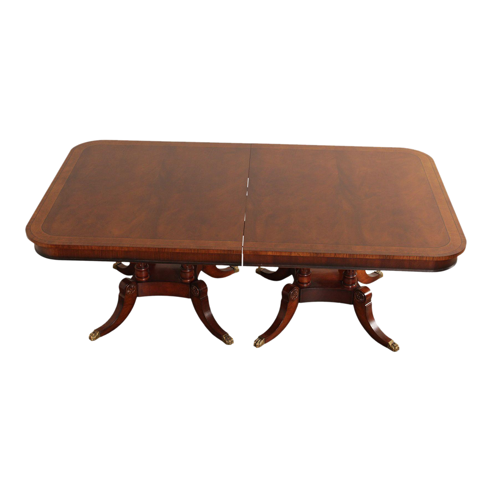 Henredon Regency Style Banded Mahogany Pedestal Dining Banquet Table Chairish