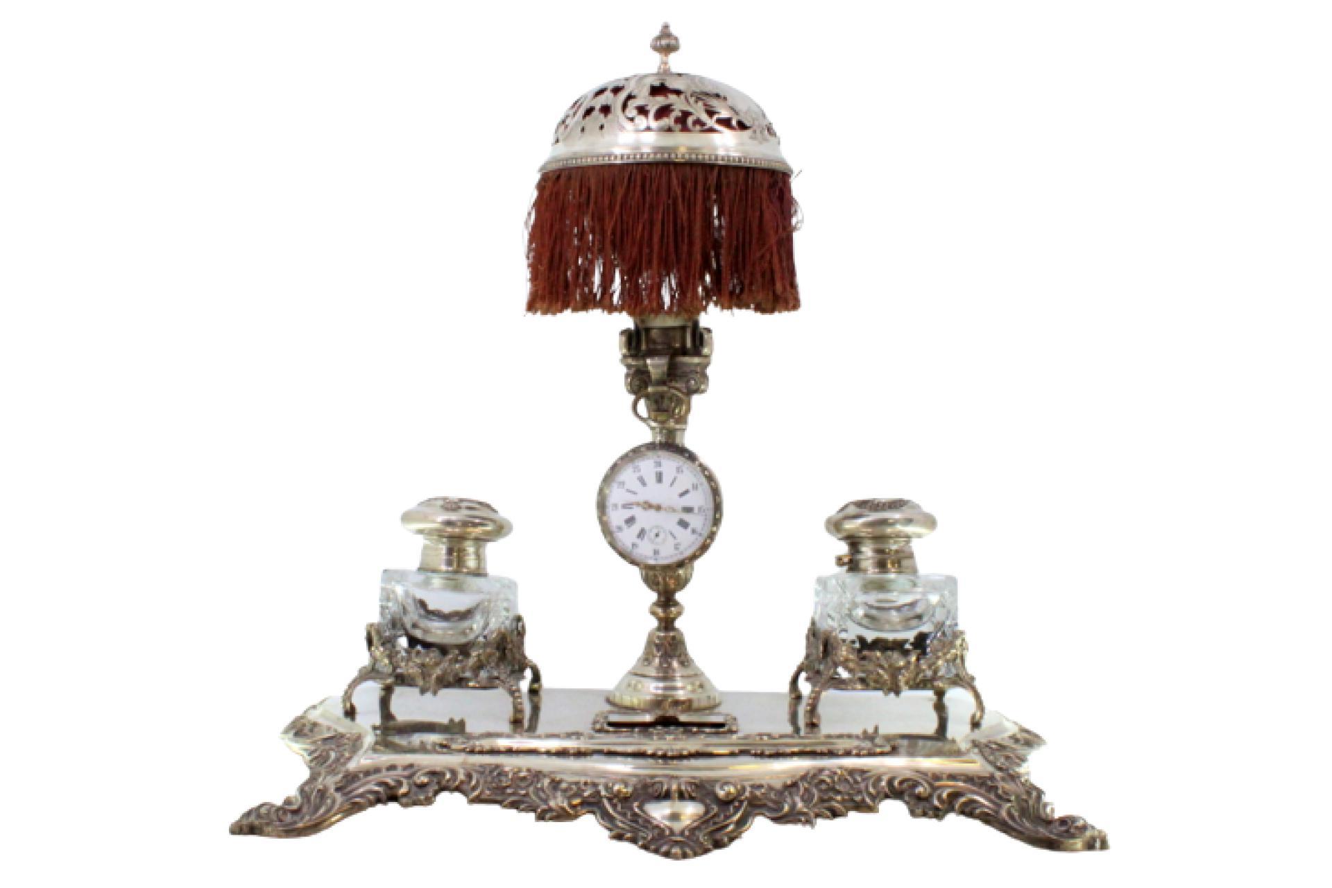Silver Inkwell with Two Tanks