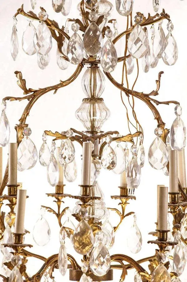 French Gilt Bronze and Cut-Glass 14-Light Chandelier, 19th Century