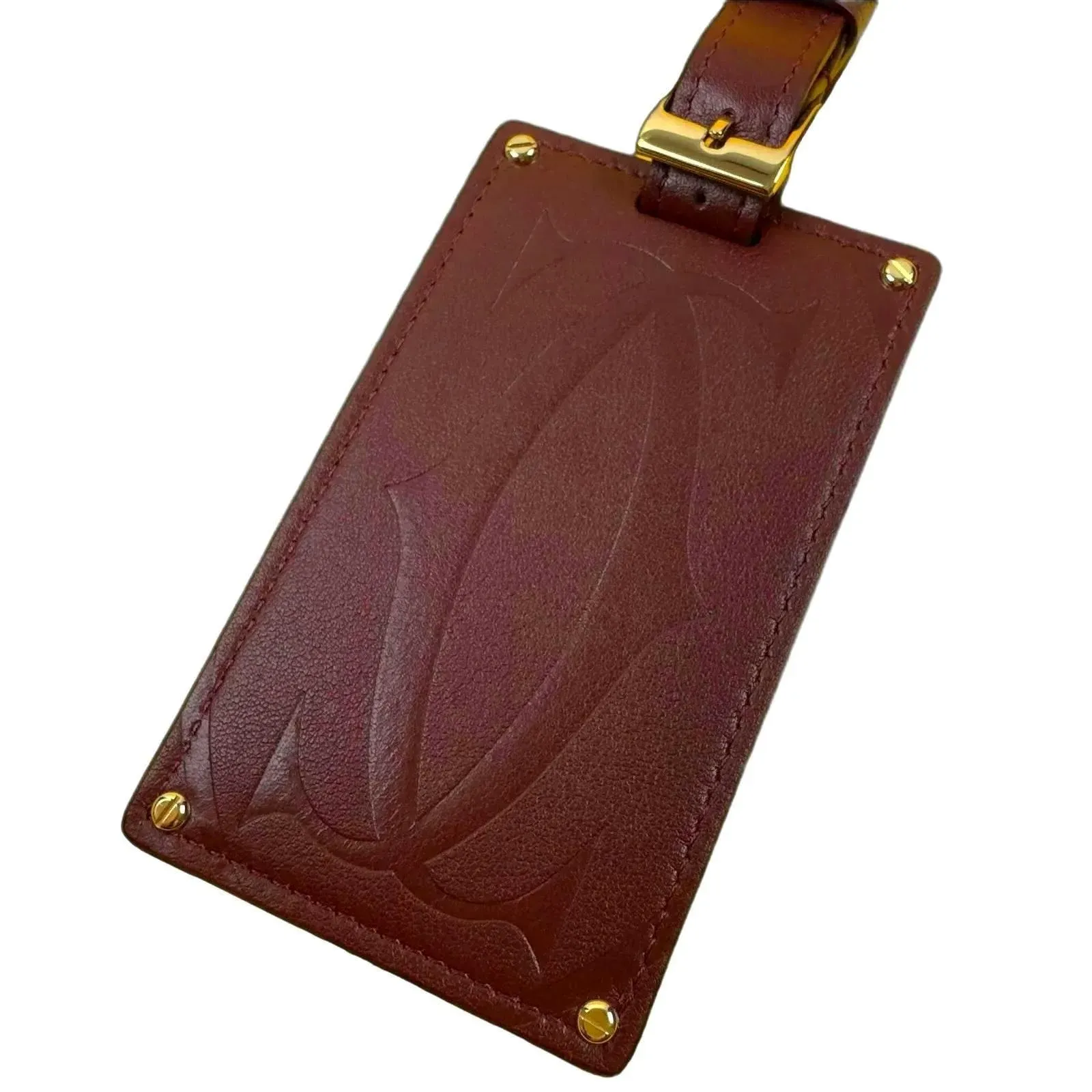 Cartier Paris Burgundy Calfskin Leather Luggage Tag