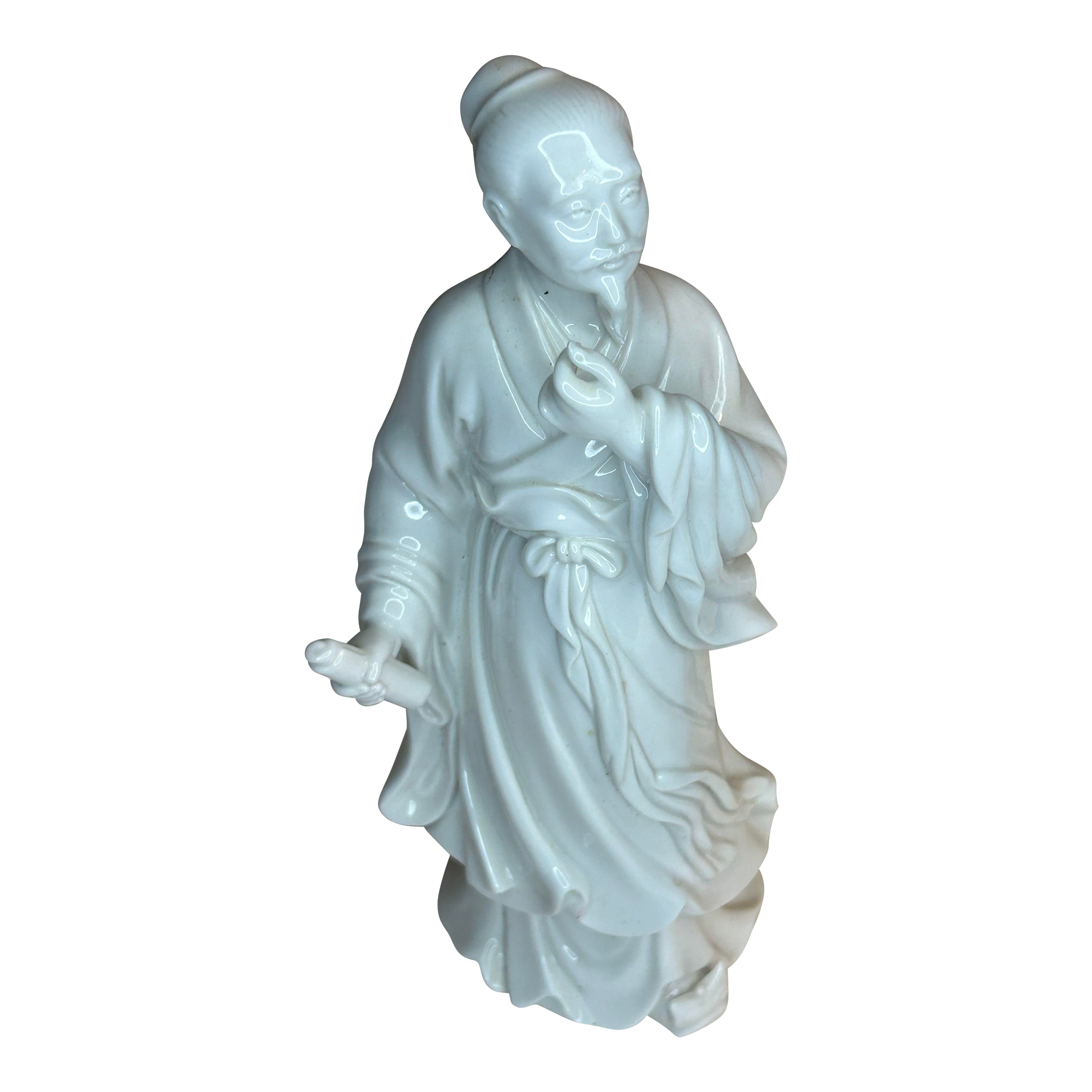 Vintage Chinese Blanc De Chine Dehua Porcelain Statue of “The Wise Man” Chairish