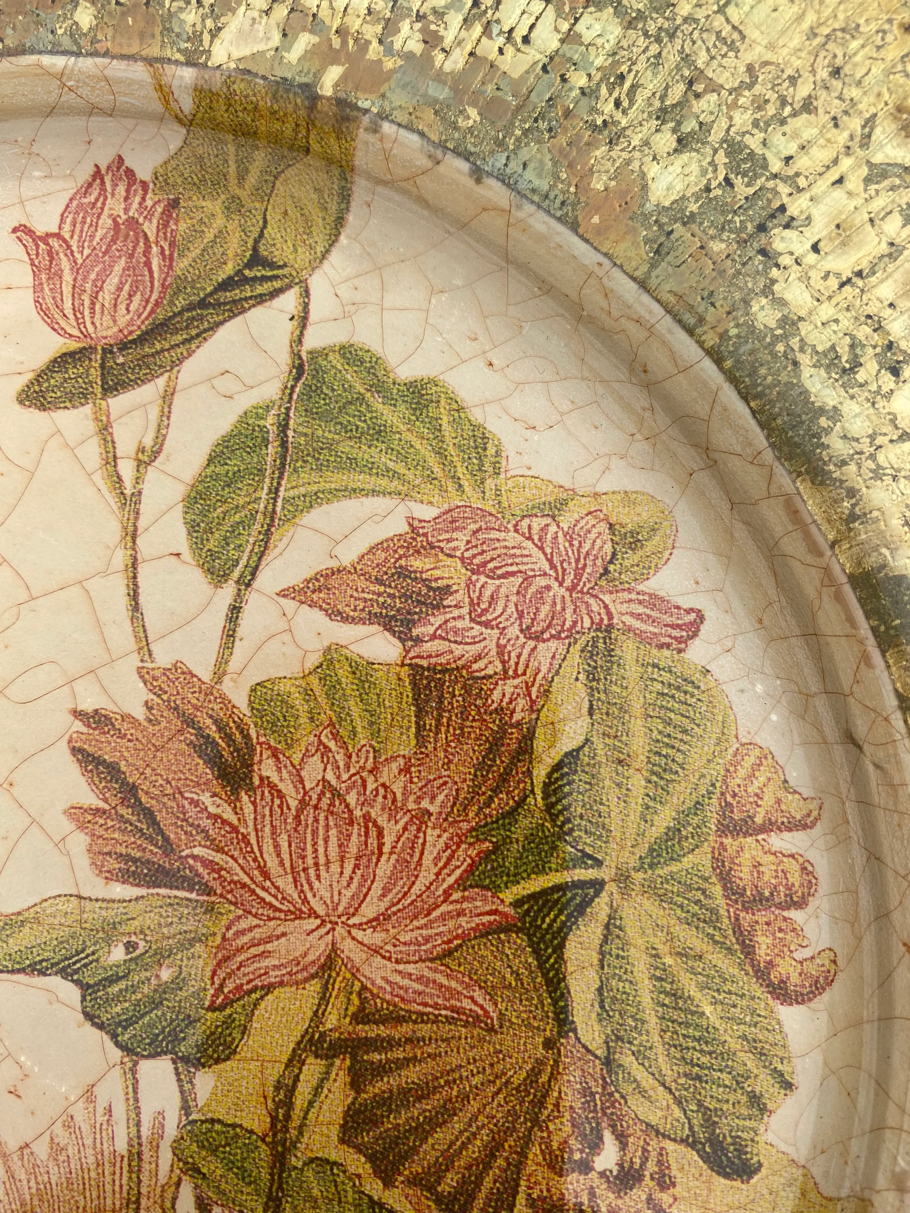 Vintage Lesley Roy Hand Made Decorator Reverse Painted Glass Plate