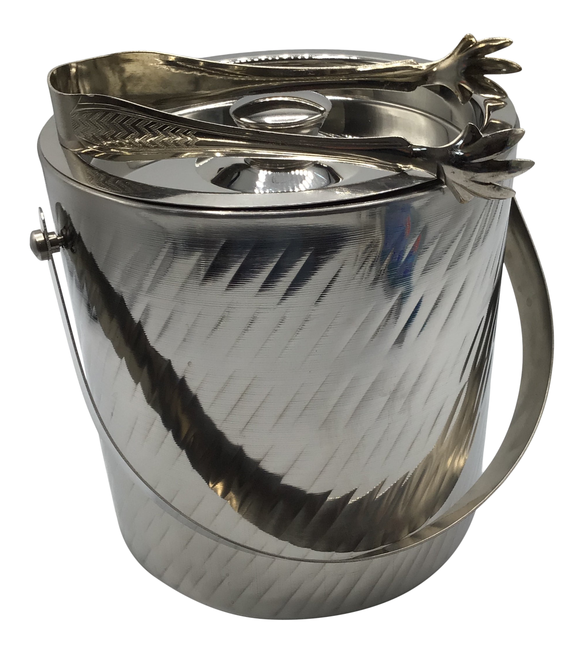 Tamari Stainless Steel Double Wall Insulated Ice Bucket With Ice Tongs Chairish