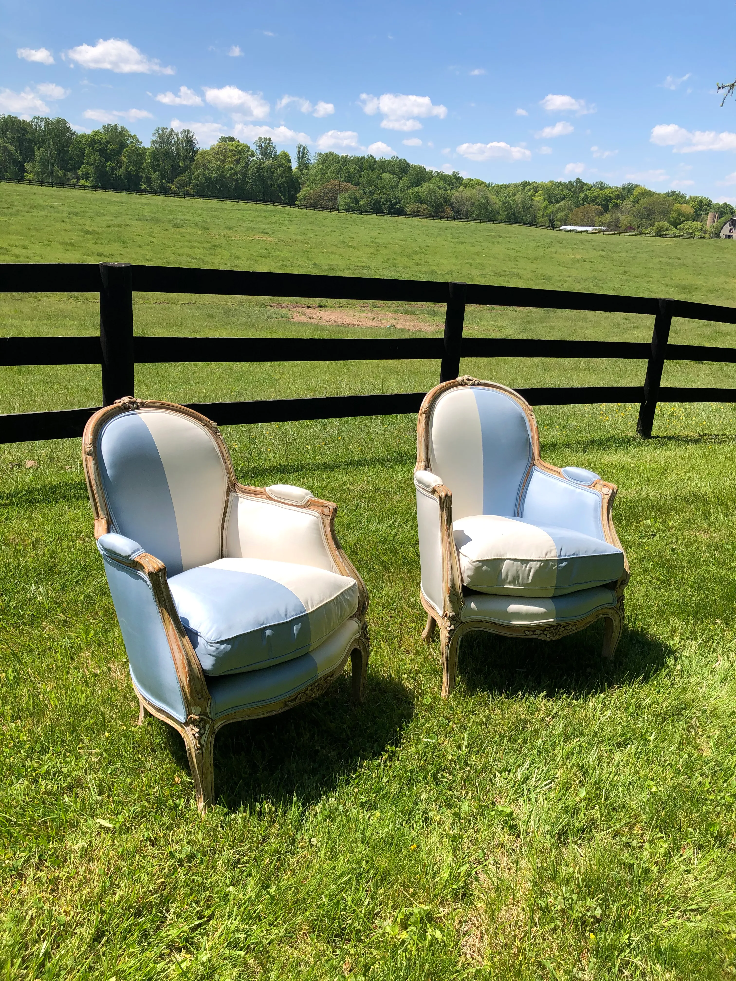 Louis XIV French Silk Bergére Chairs a Pair Chairish