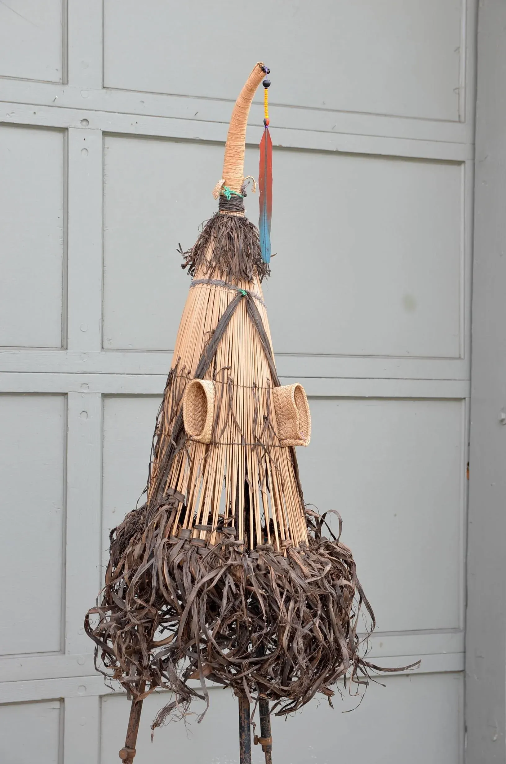 Decorative Brazilian Indian Ceremonial Mask on Stand