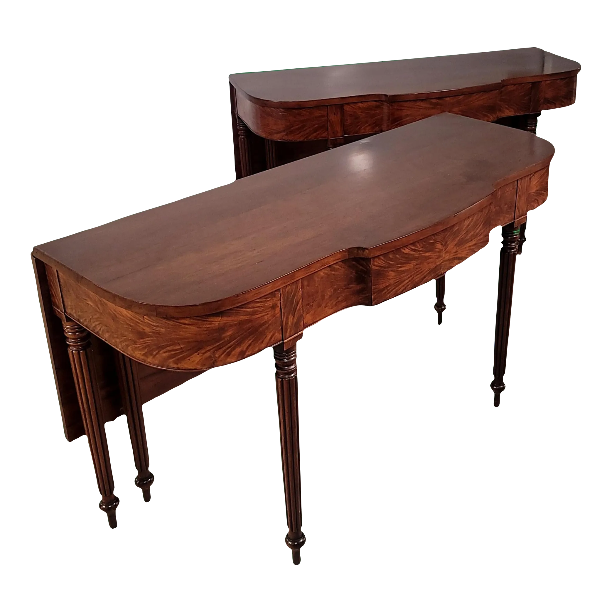 Pair of Antique Philadelphia Federal Circa 1815 2Part Mahogany Banquet