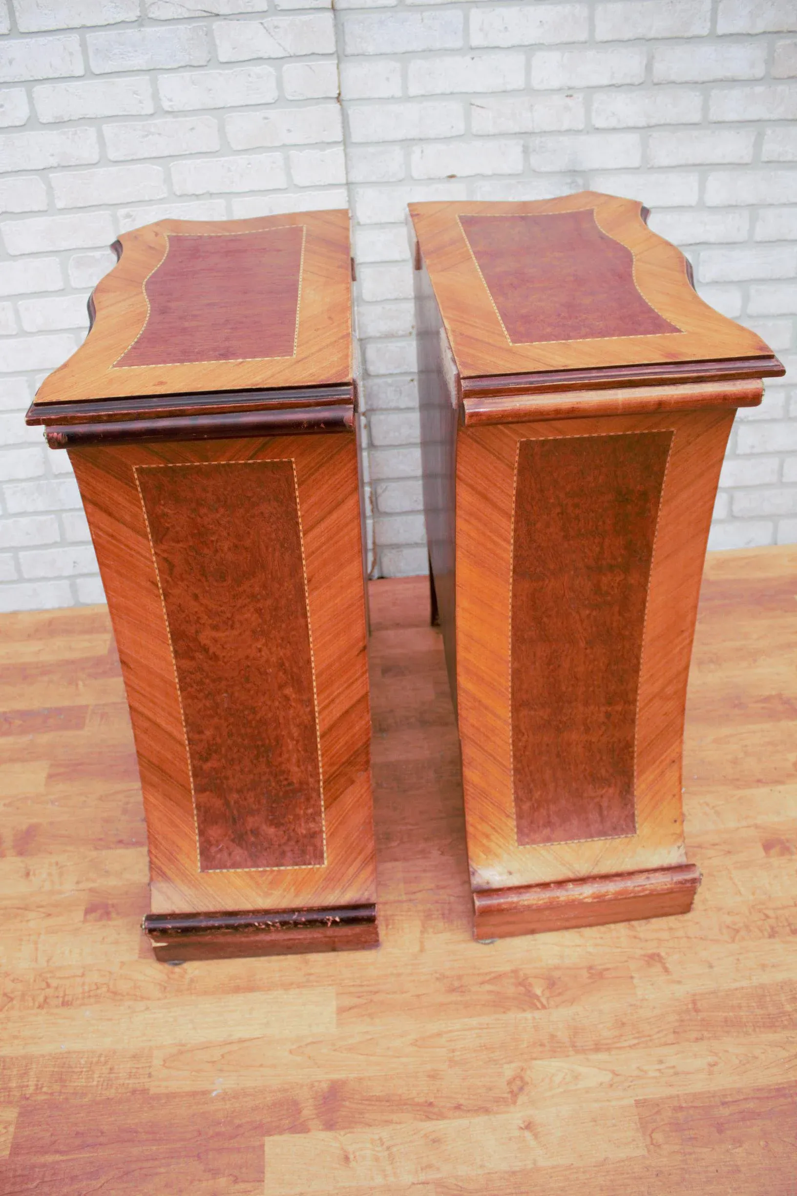 Vintage French Renaissance Revival Style Flared Legs Side Tables