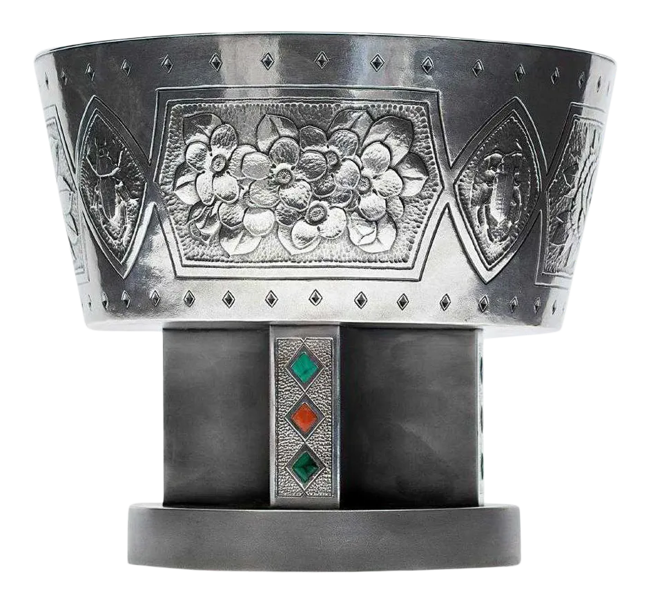 Japanese Sterling Silver Centerpiece Pedestal Bowl by Hattori Kintaro