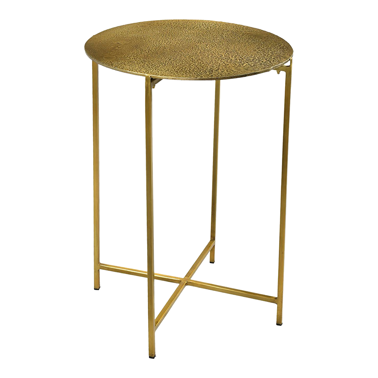 Hammered Brass Round Side Table | Chairish