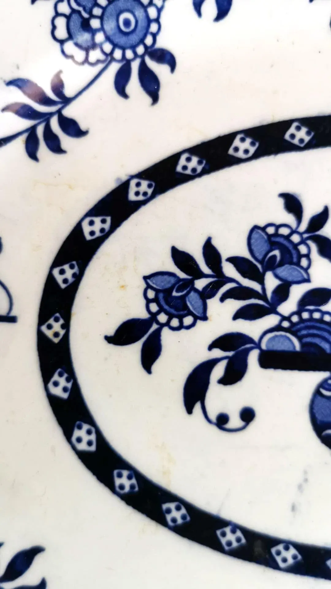 Antique Staffordshire Potteries English Platter With Blue Transferware Decorations