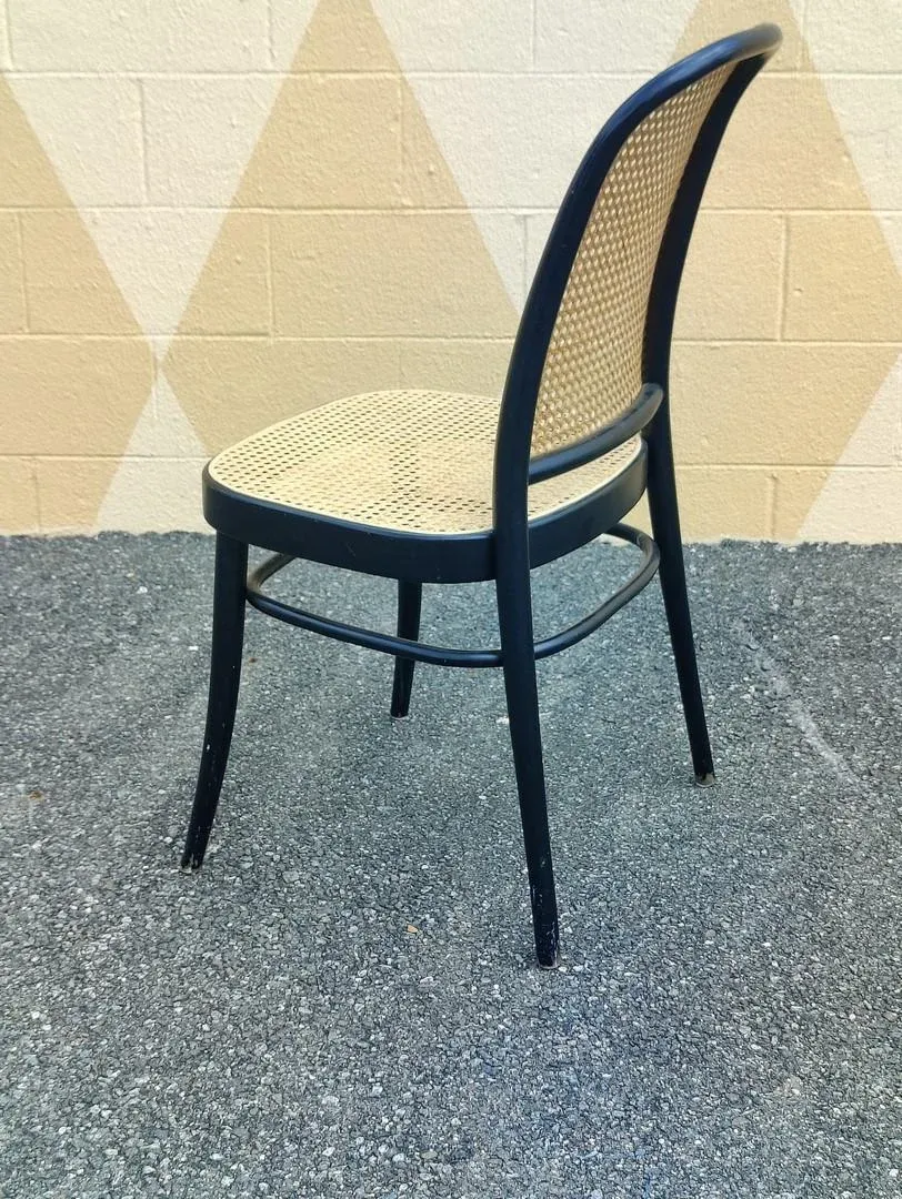 Mid 20th Century Vintage Bentwood Black Ebonized Cane Bistro Side Chair