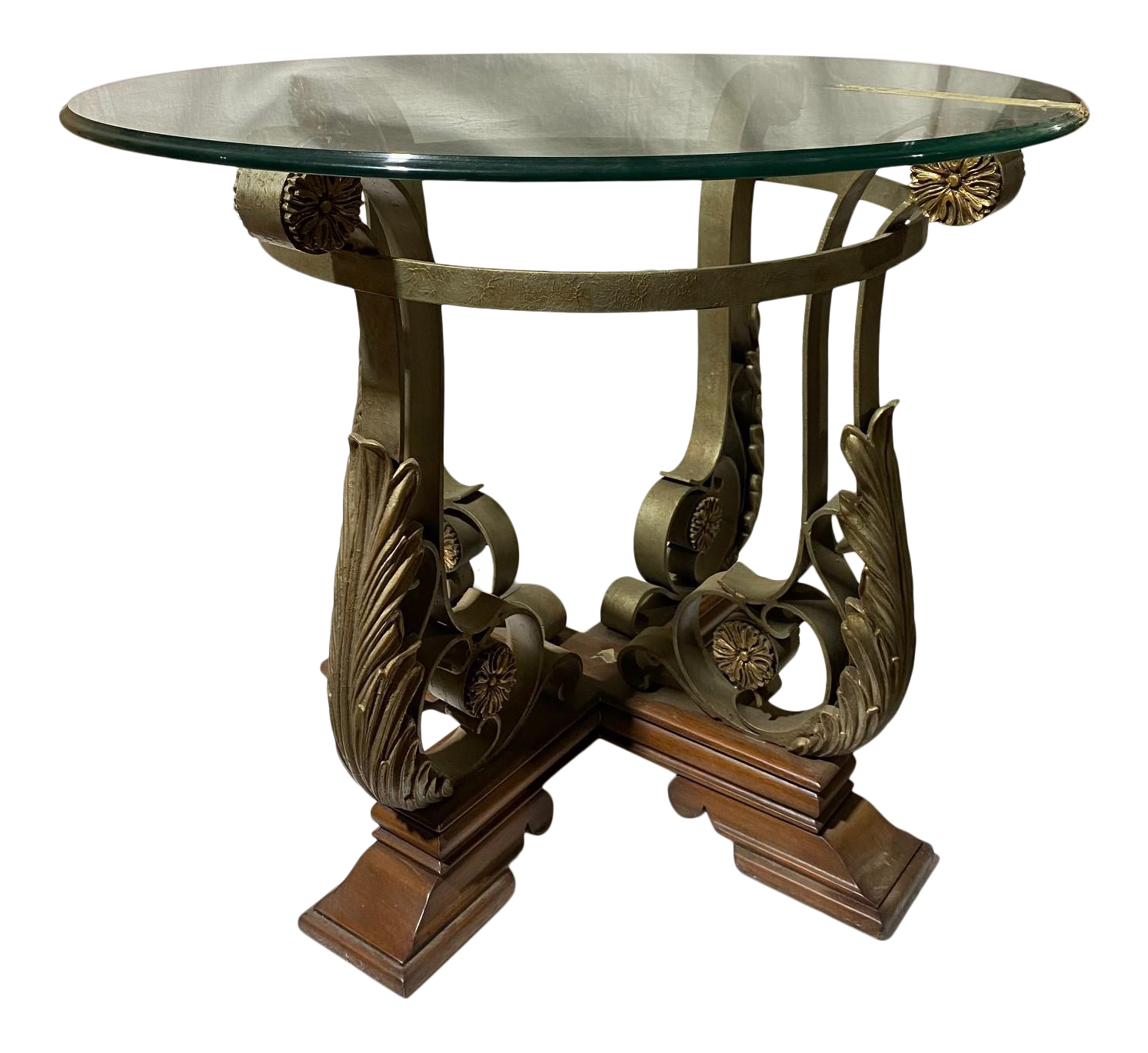 Traditional Vintage Glass Top Side Table Chairish