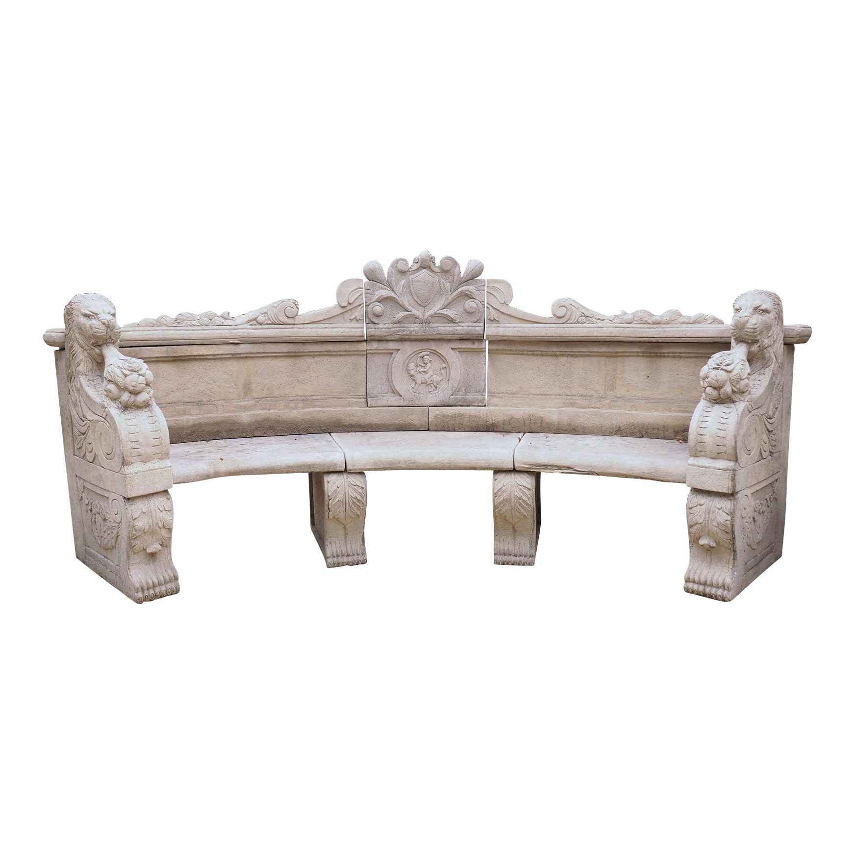 Curved Cast Stone Garden Bench From Northern France Chairish