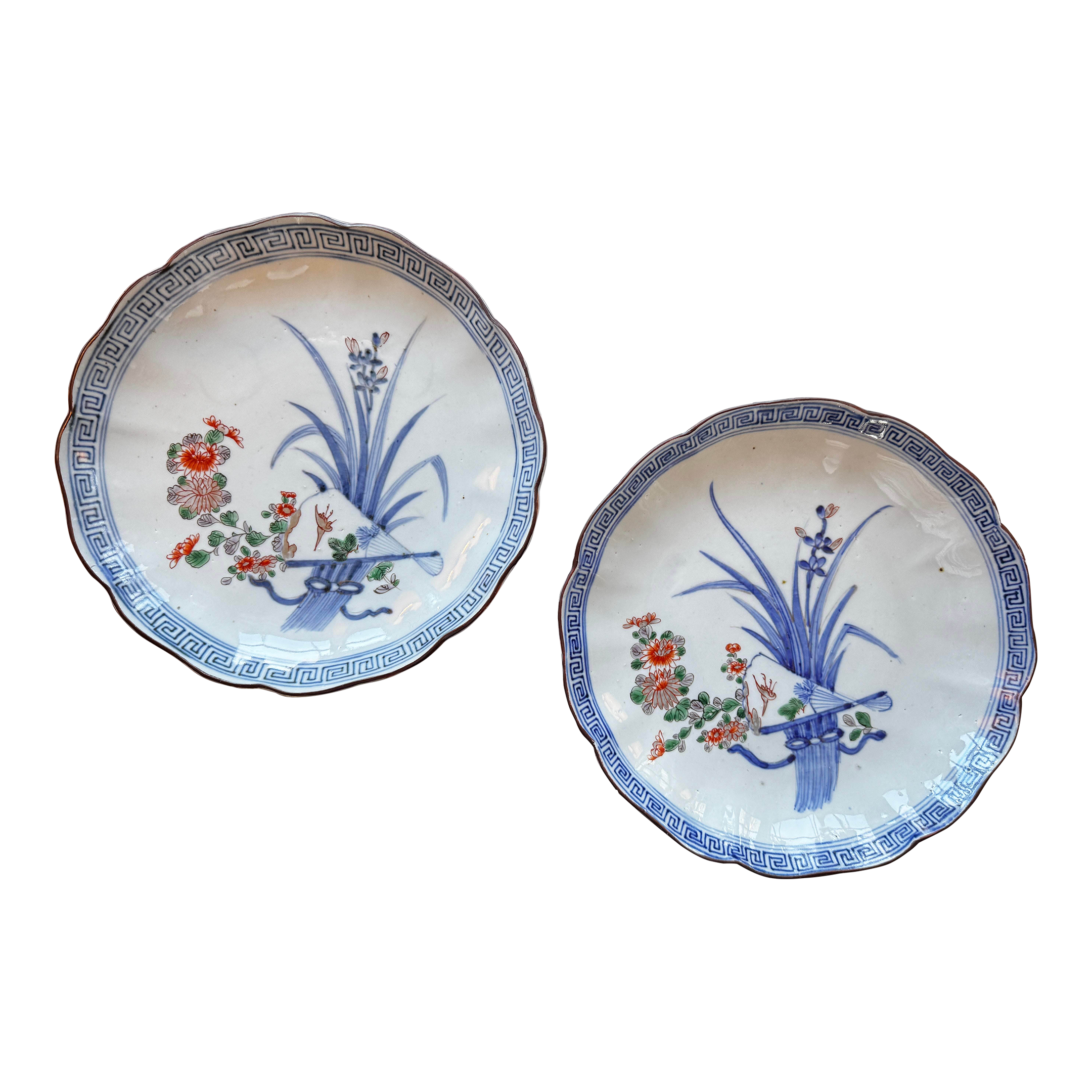 Vintage Moroccan Hand-Painted Wall ShelfAntique 19th Century Imari Arita Paired Export Porcelain - a Pair