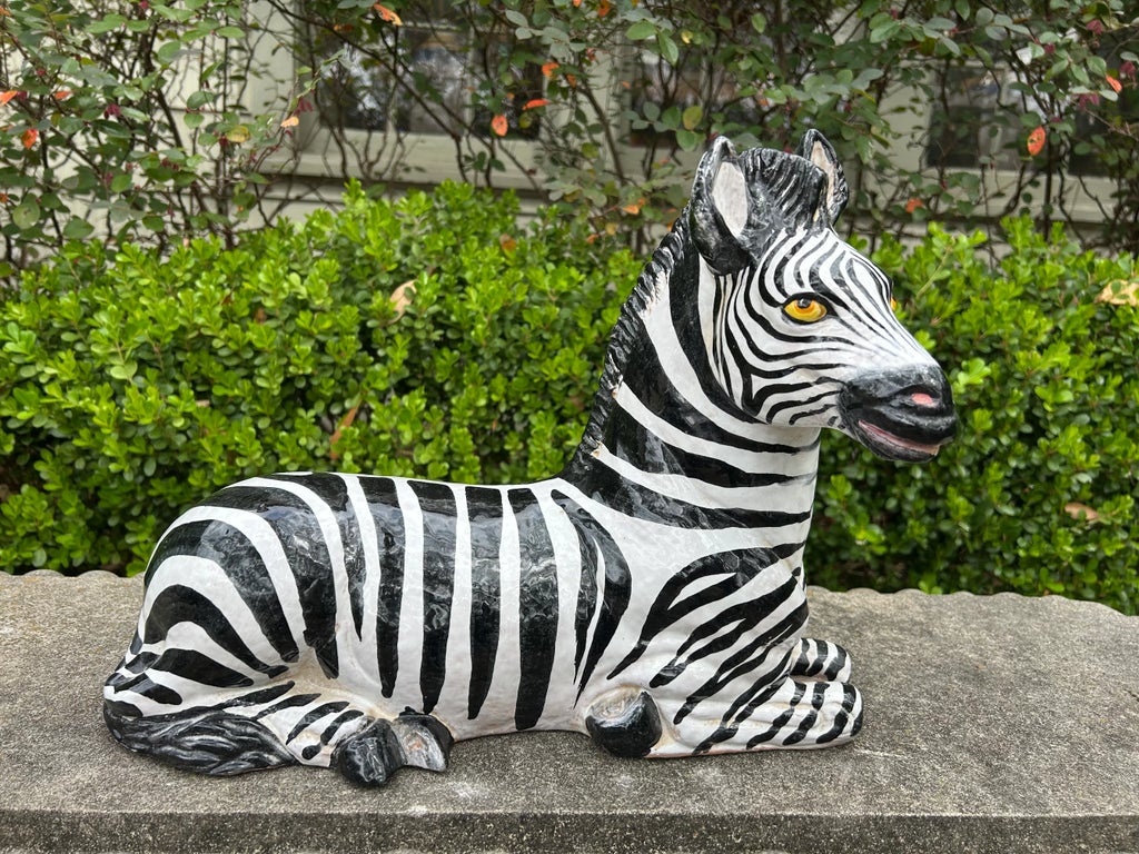 1960s Italian Glazed Terracotta Zebra Sculpture | Chairish