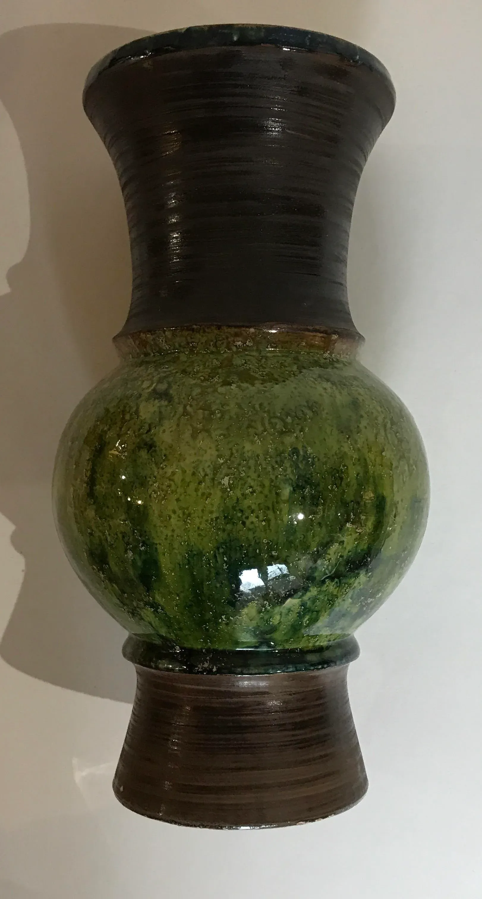 Mid Century Raymor Italy Green Drip Glaze Majolica Vase