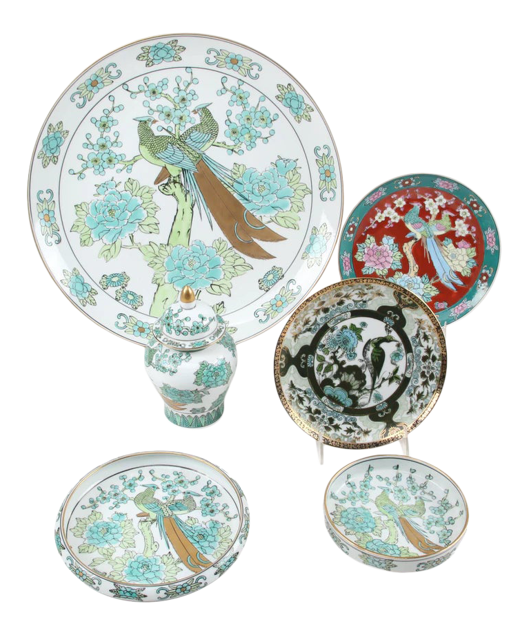 Mid 20th Century Gold Imari HandPainted Porcelain Set 6 Pieces Chairish